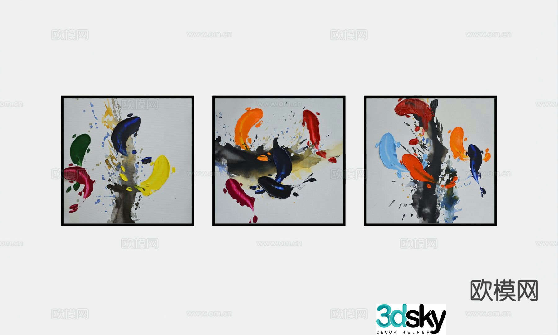 Chinese combination painting abstract painting decorative painting 3d model