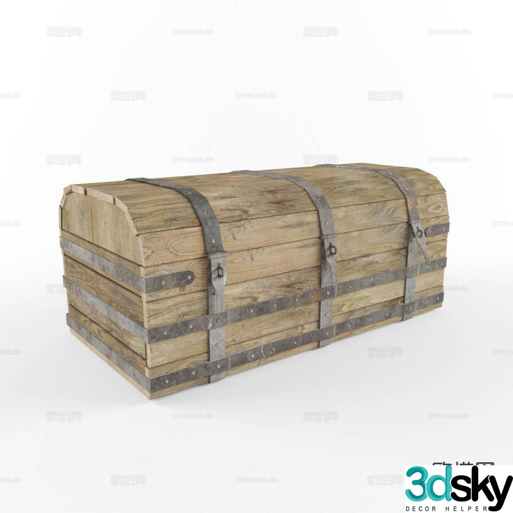 Box treasure box dock container express wooden box 3d model