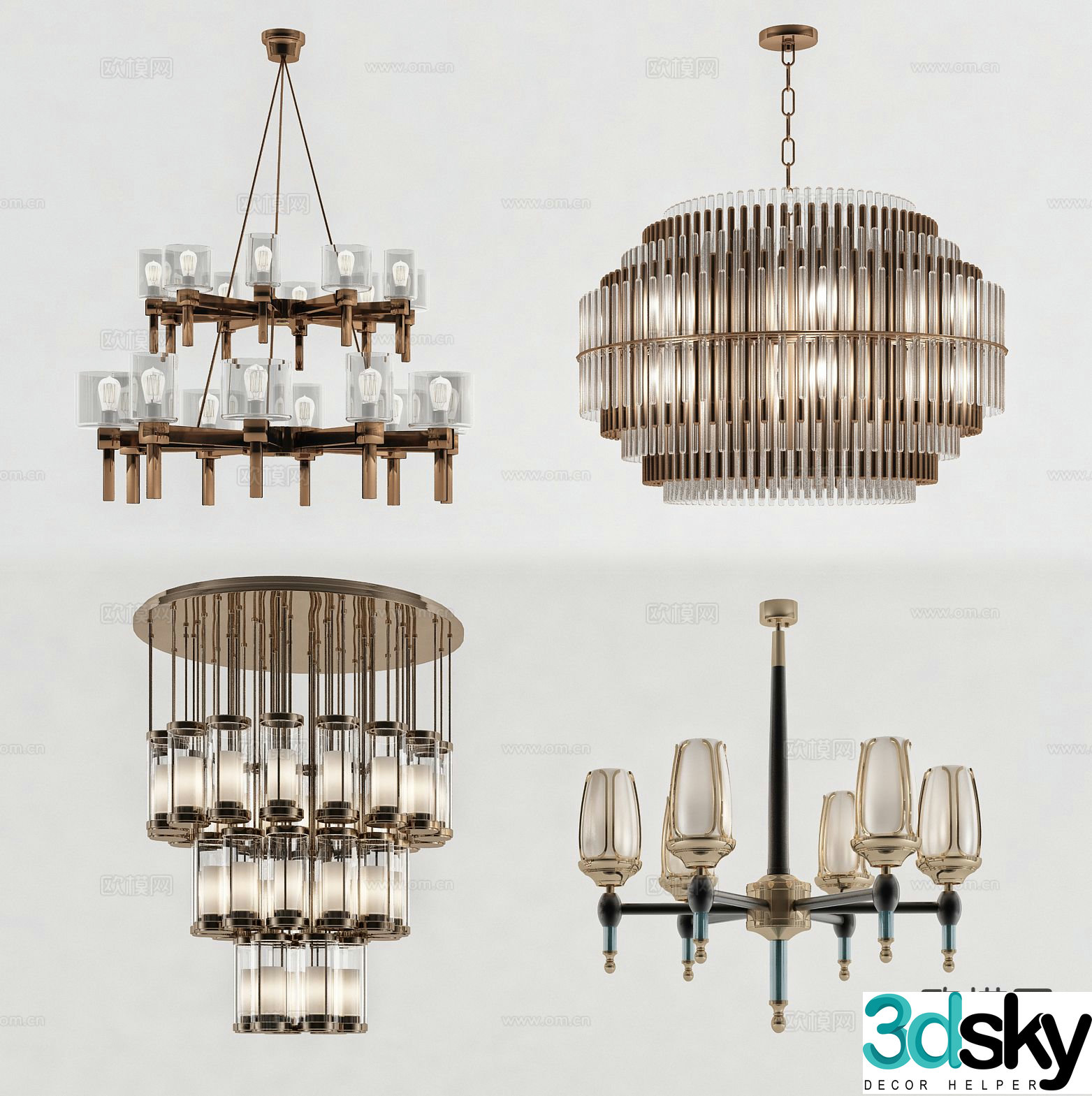 Light luxury chandelier hall chandelier 3d model