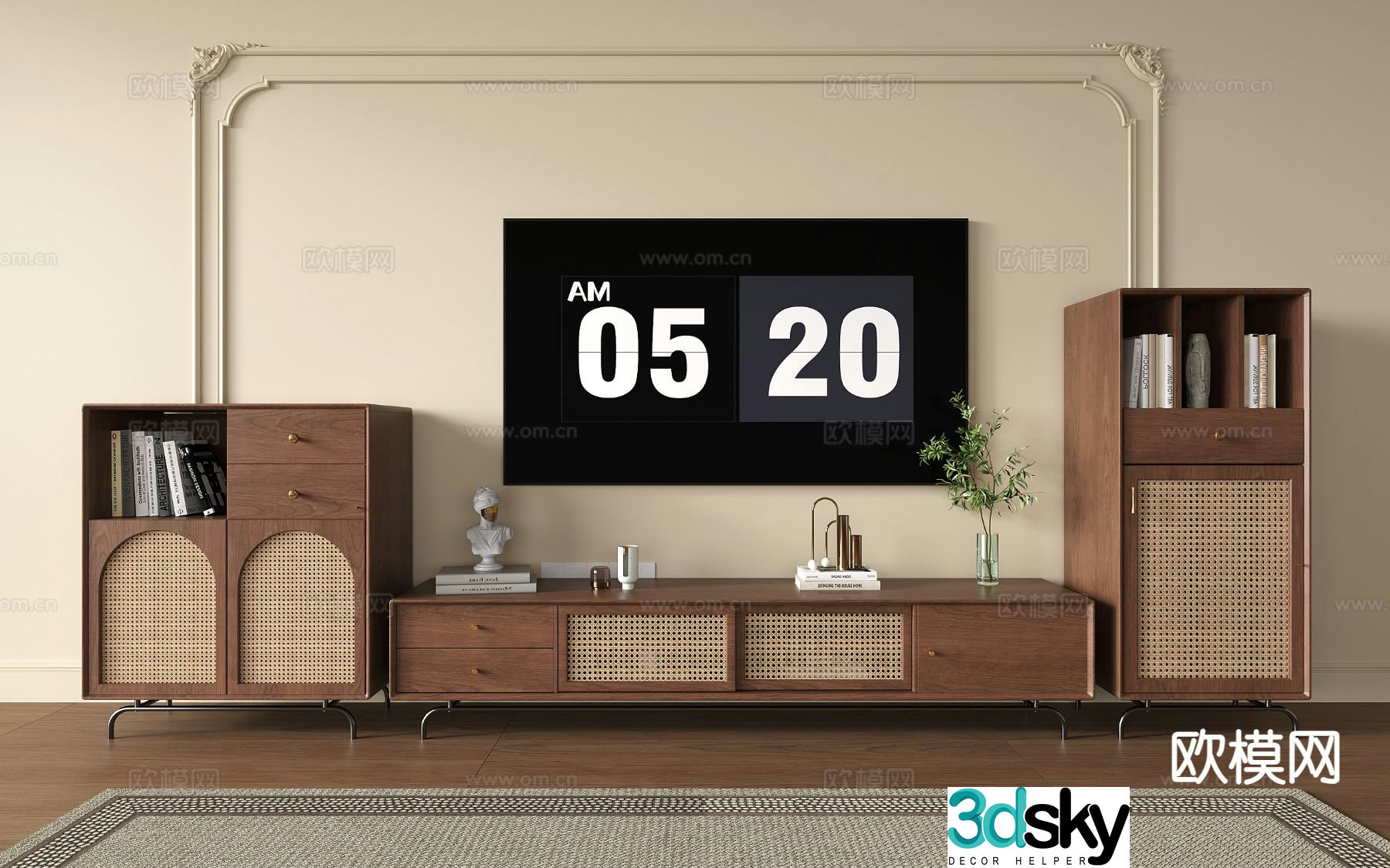 Medieval style TV cabinet side cabinet chest of drawers 3D model