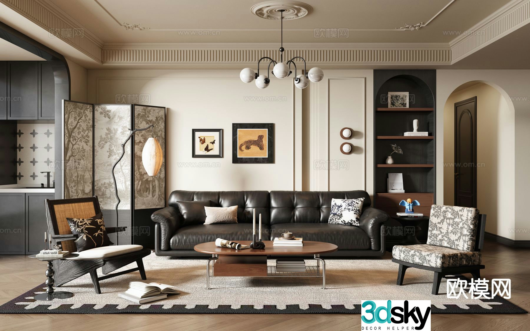 French medieval style living room 3D model