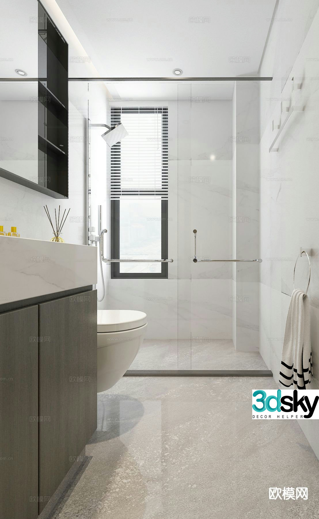 Modern minimalist bathroom bathroom 3d model