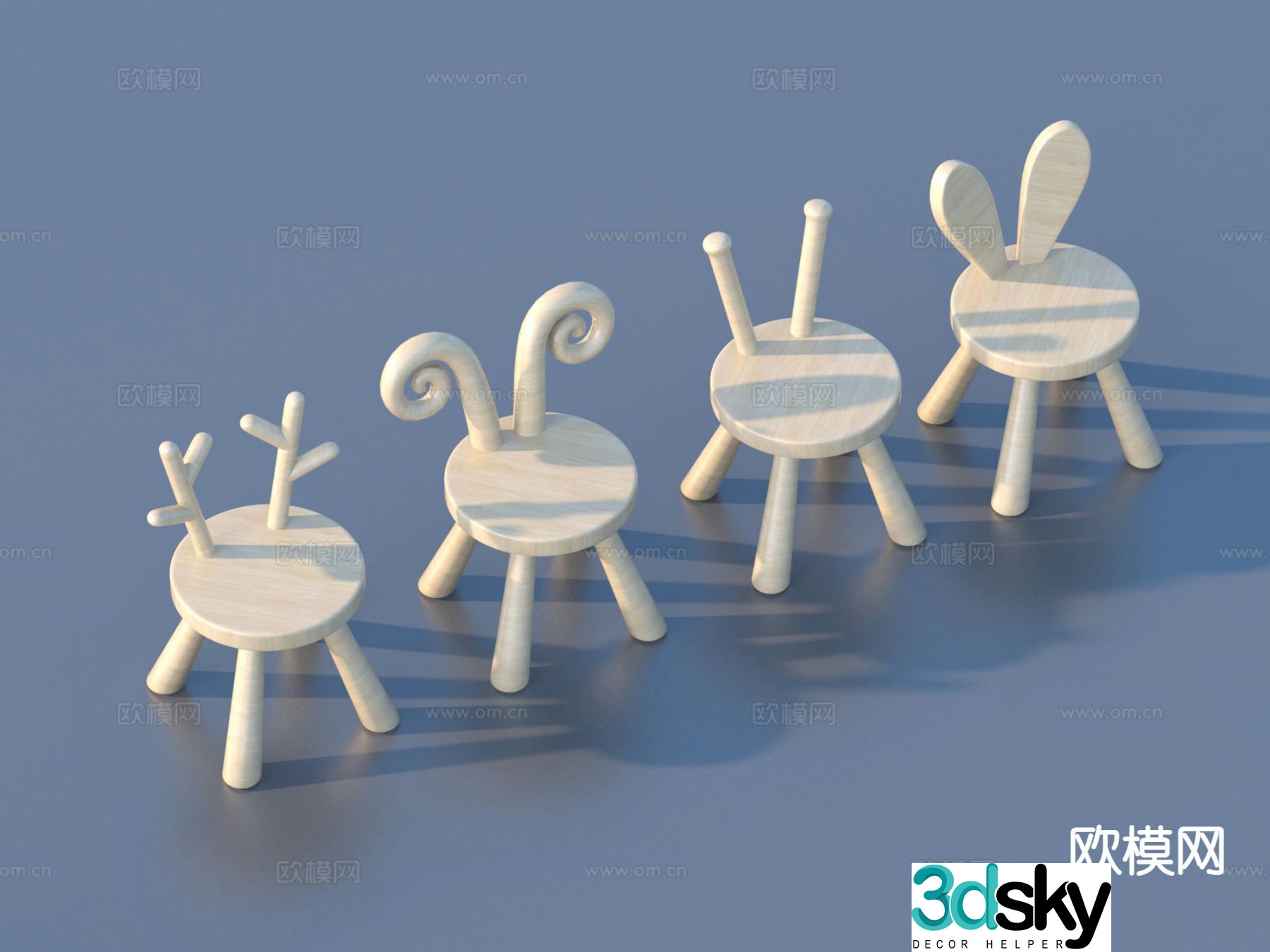 Children’s chair cartoon chair stool 3d model