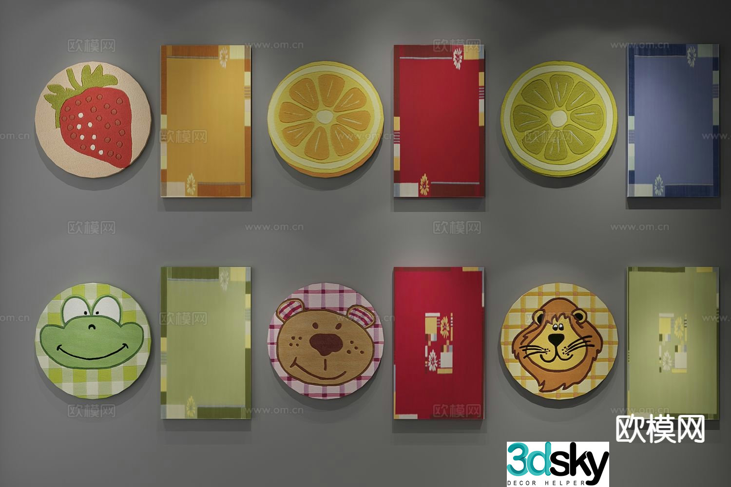Colorful fruit carpet 3d model