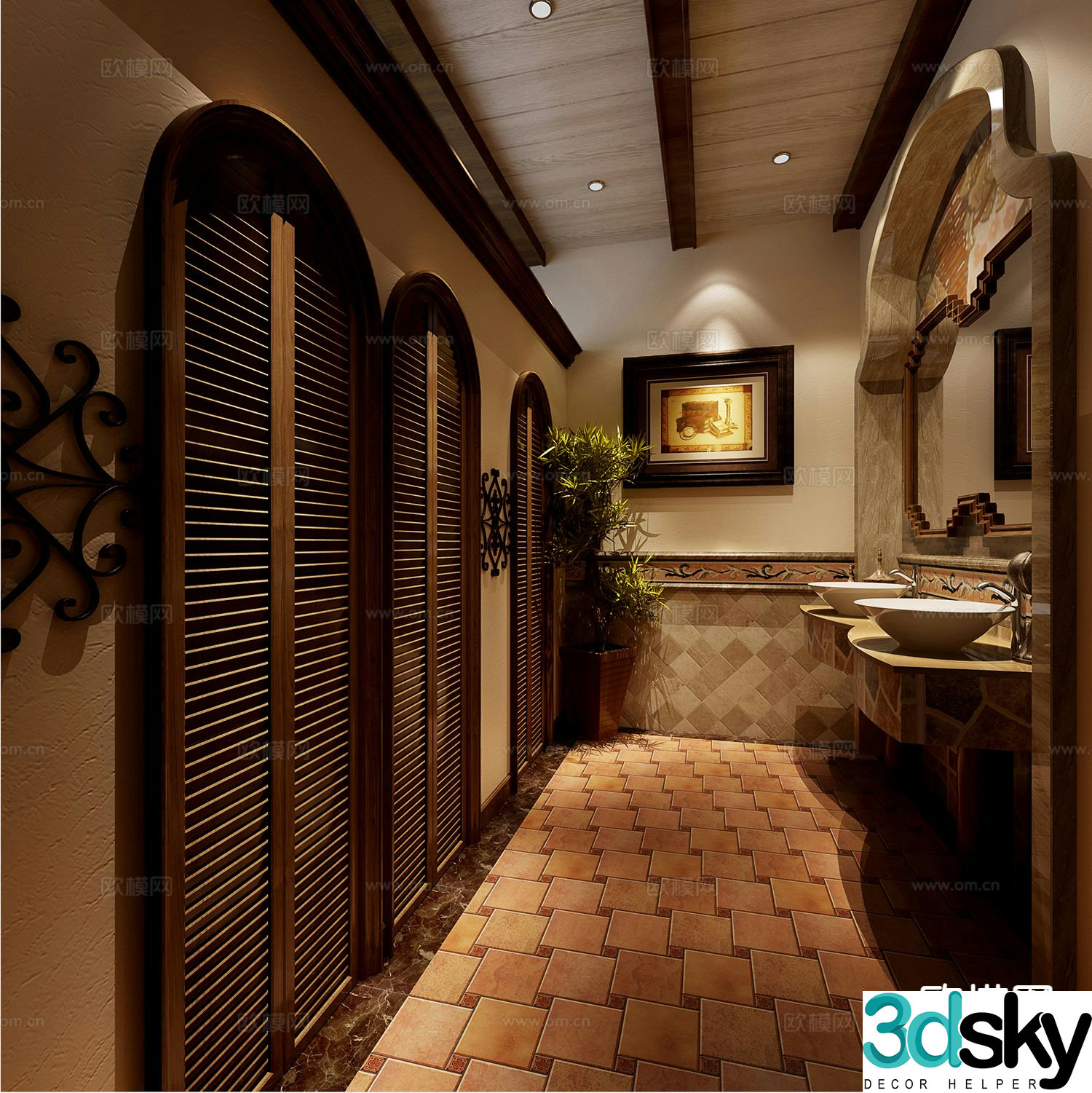 Simple European bathroom bathroom 3d model