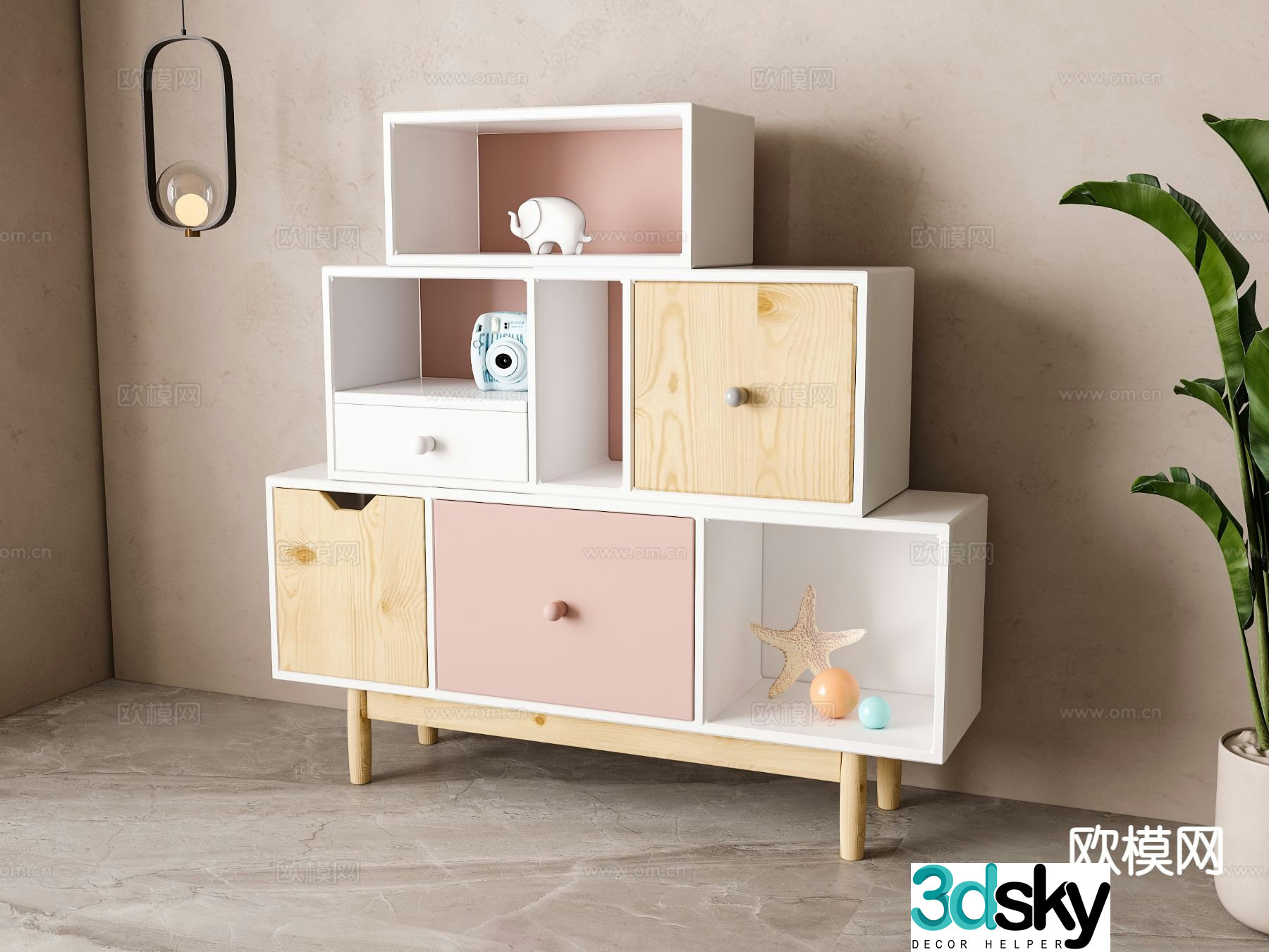 Simple European children’s decorative cabinet 3D model