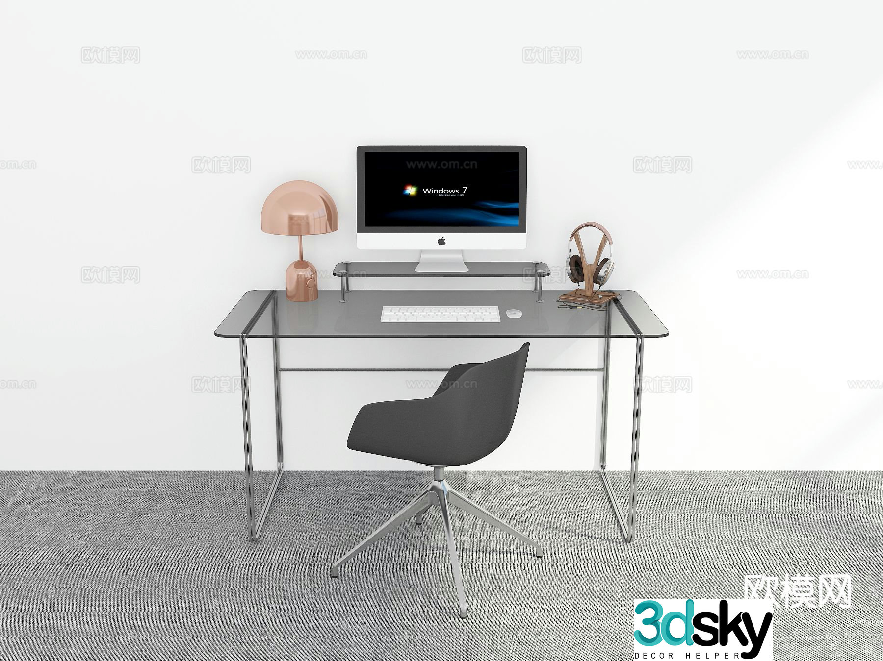 modern desk desk 3d model
