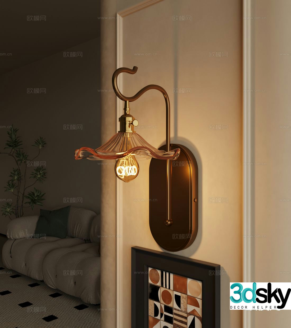 French wall light 3d model