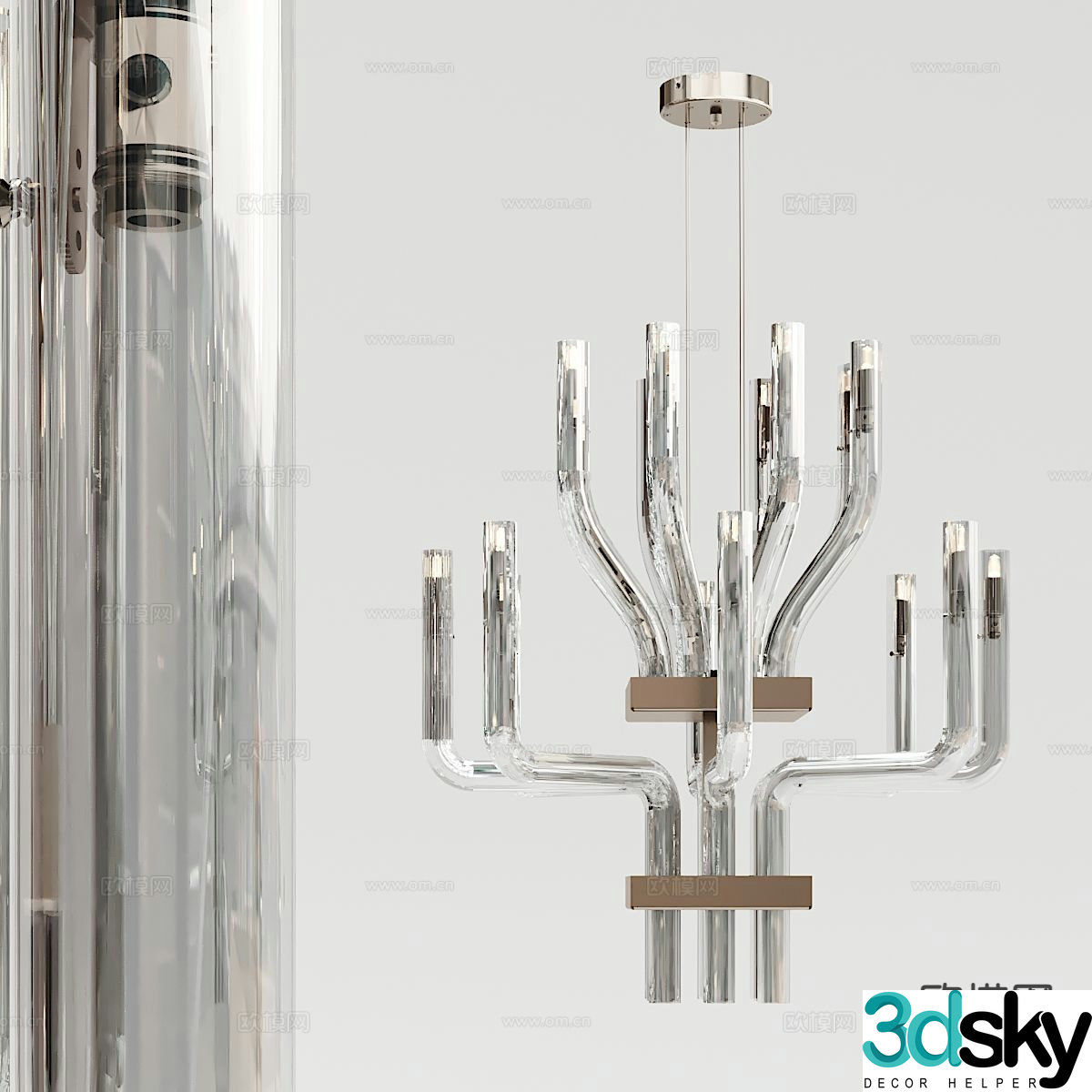 Light luxury chandelier glass chandelier 3d model