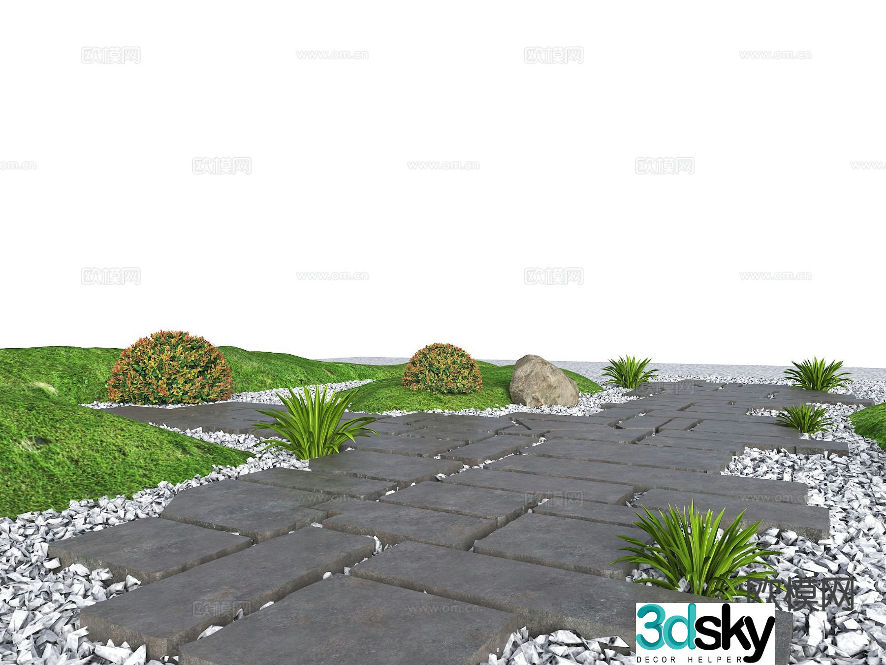 Chinese style slate steps old slate slate paving 3D model
