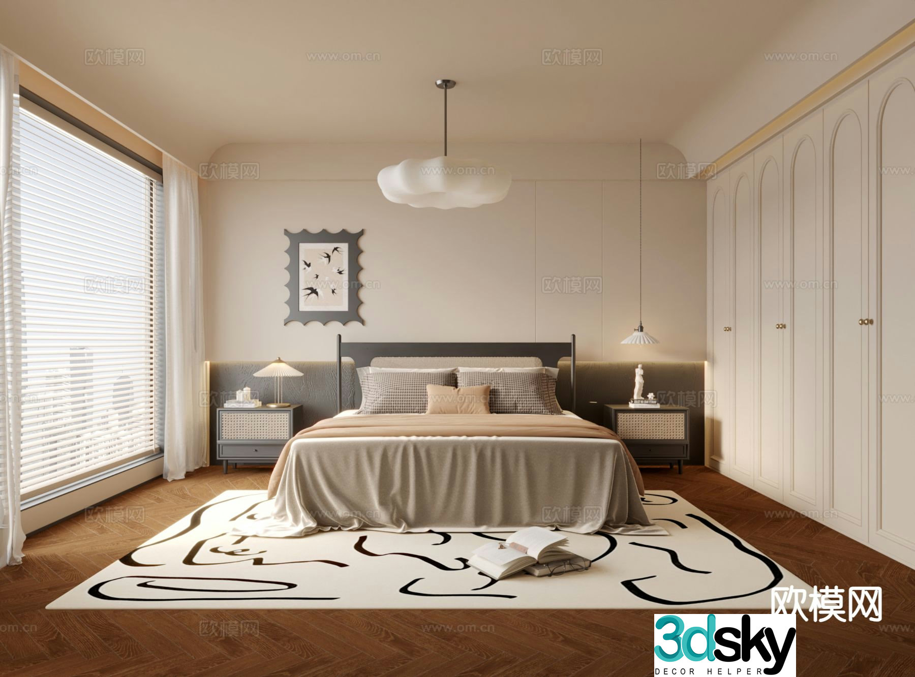 Medieval style bedroom master bedroom 3d model