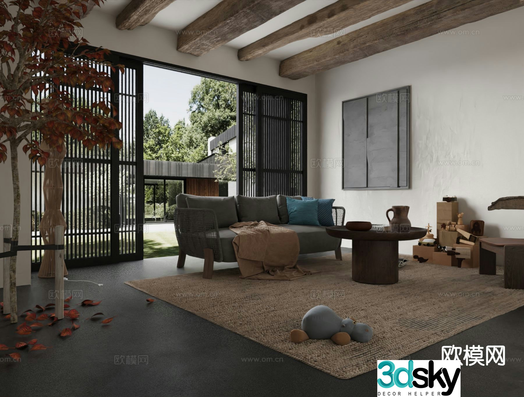 Wabi-sabi living room 3d model