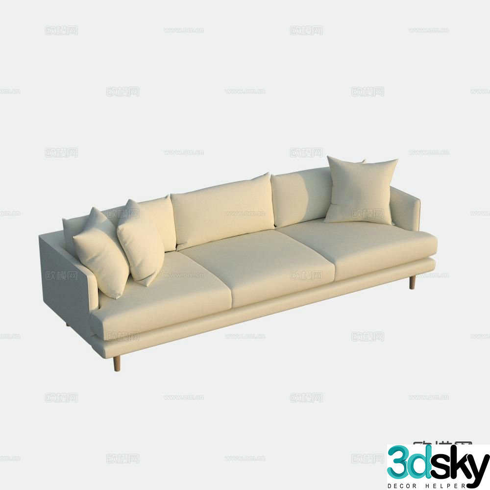 Modern three-person sofa leisure sofa 3d model