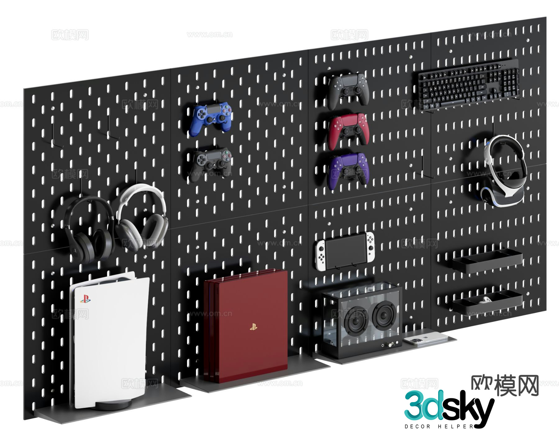 Modern game equipment hole board handle ps game console 3d model