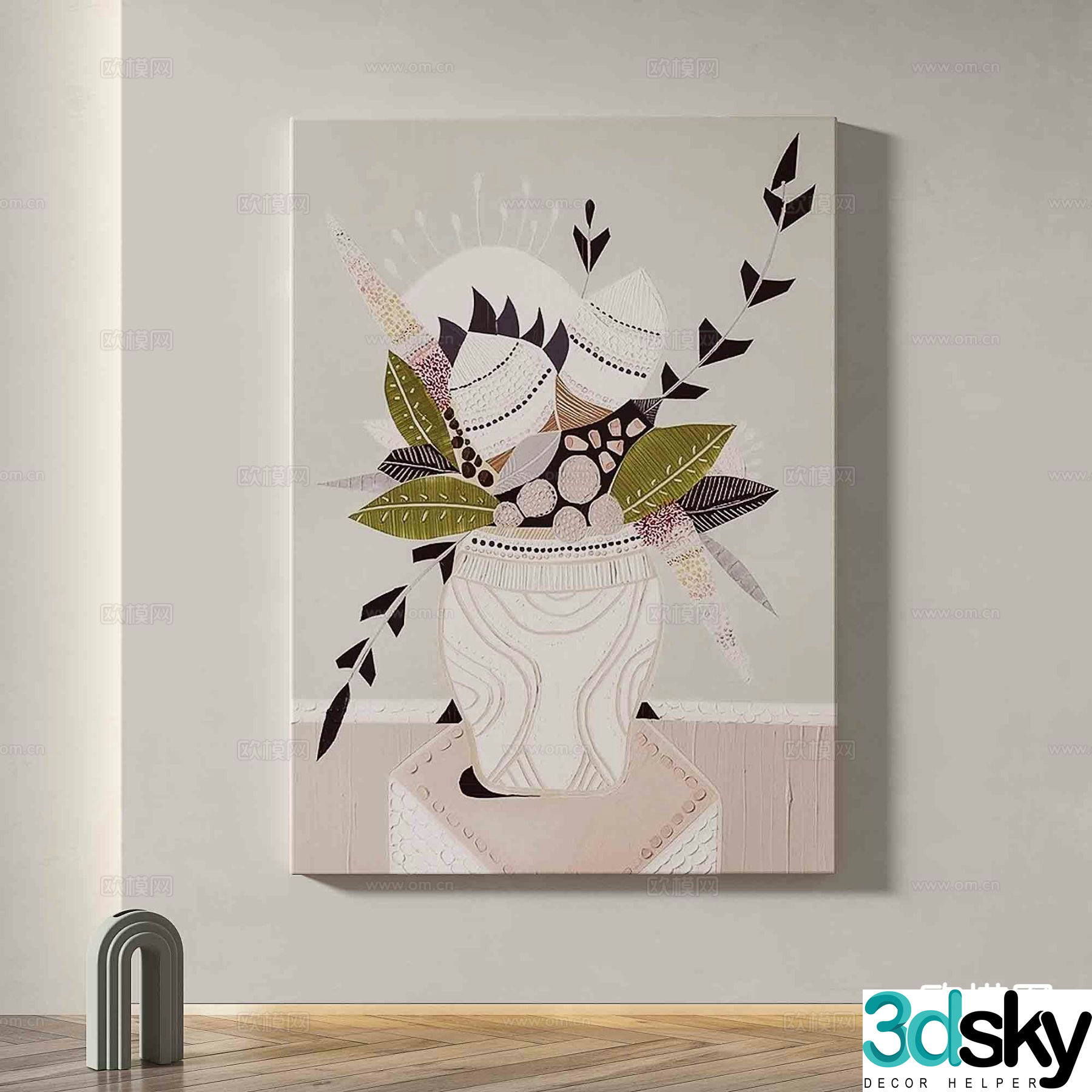 Retro painting simple painting oil painting decorative painting 3d model