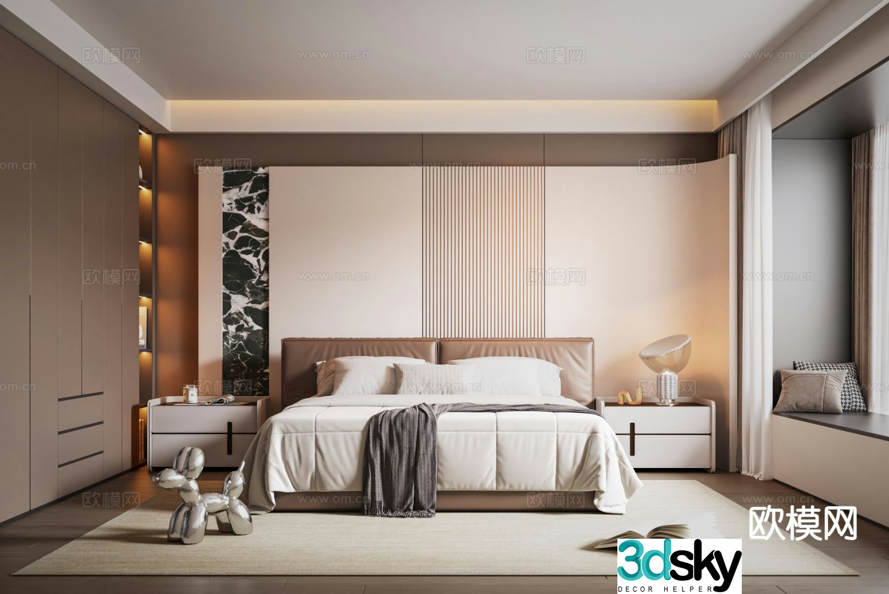 Italian style bedroom master bedroom 3d model