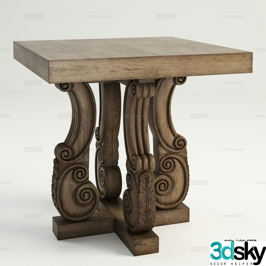 American side table solid wood corner table 3d model