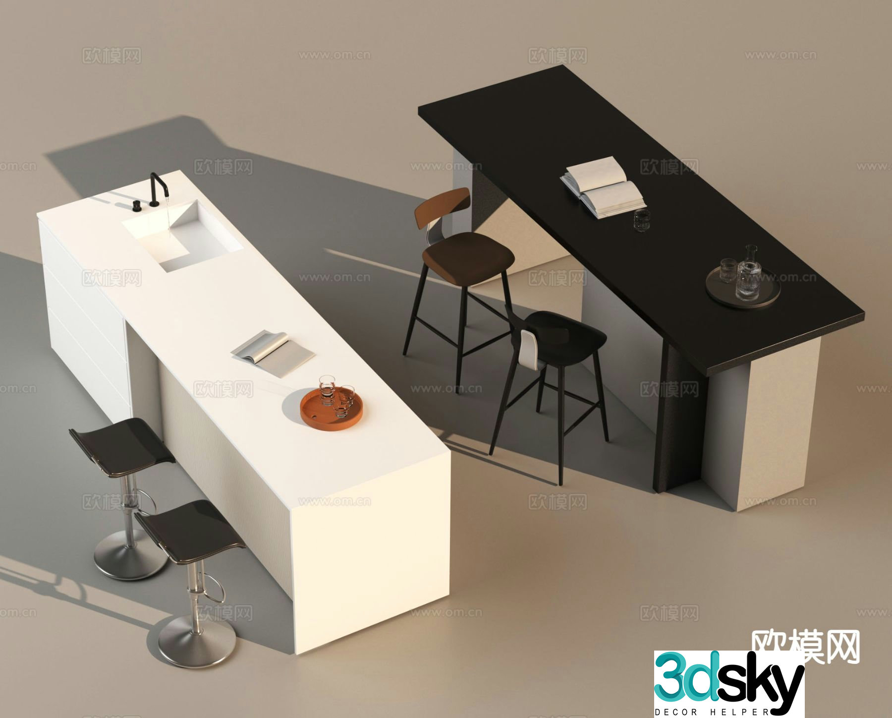 Bar water bar bar chair 3d model