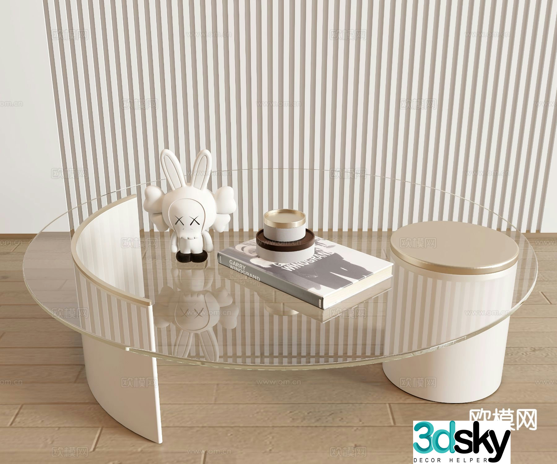 Modern glass coffee table 3d model
