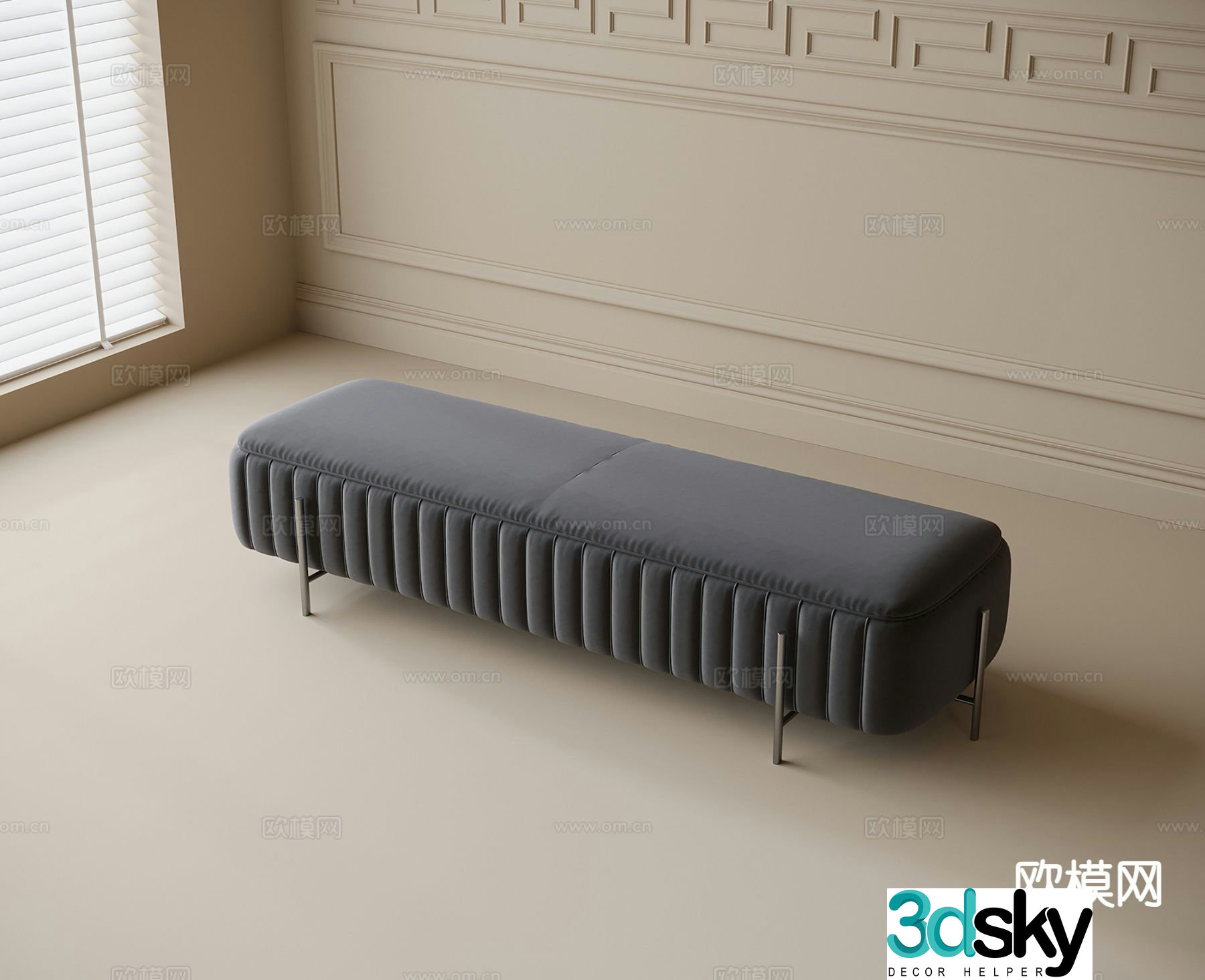 modern stool bed end stool bench 3d model