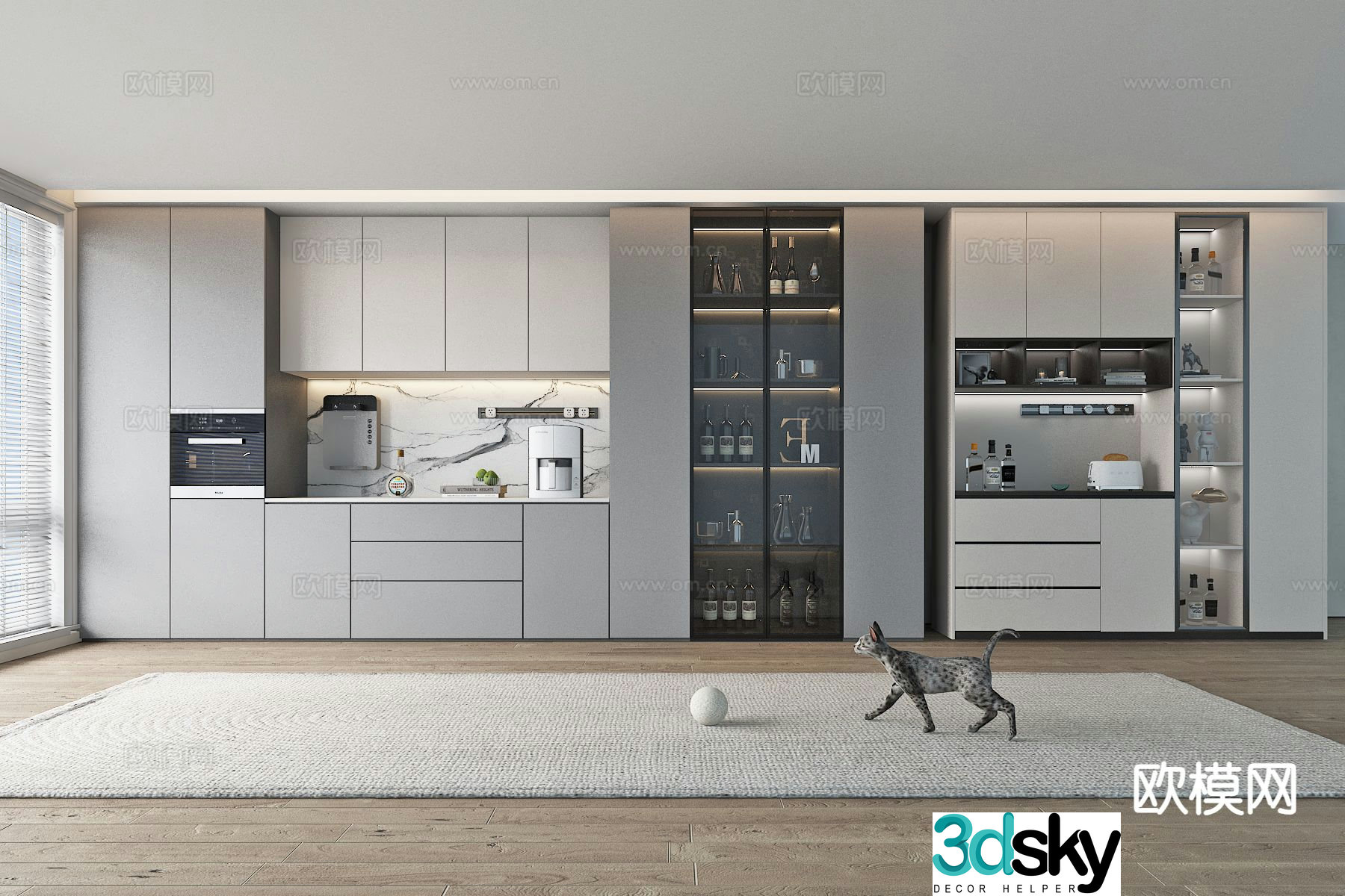 Modern sideboard wine cabinet restaurant cabinet 3d model