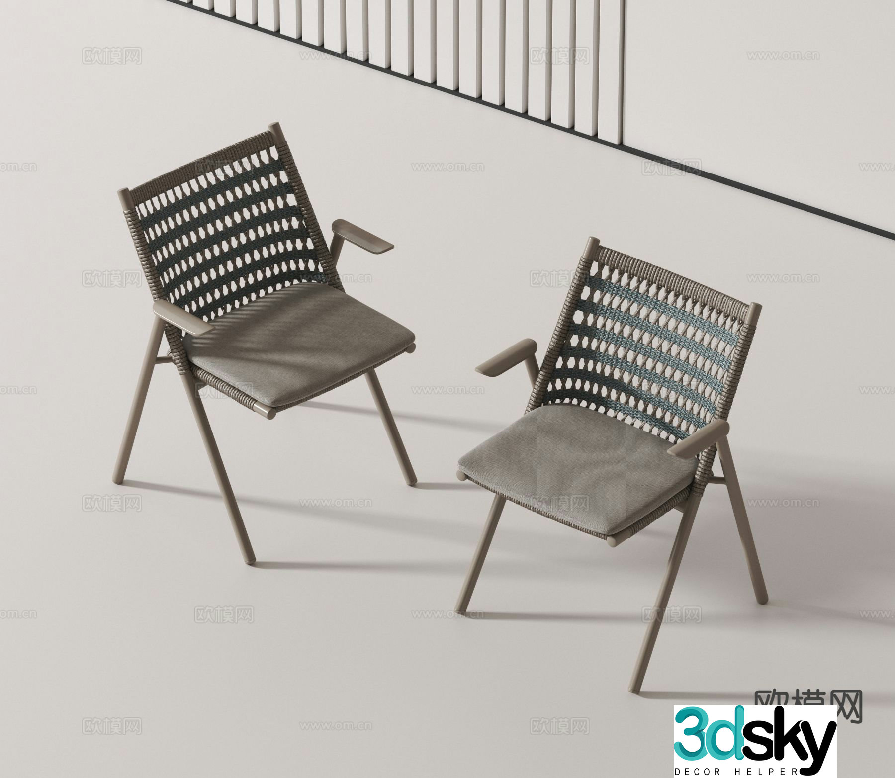 modern woven chair armchair chair outdoor chair 3d model