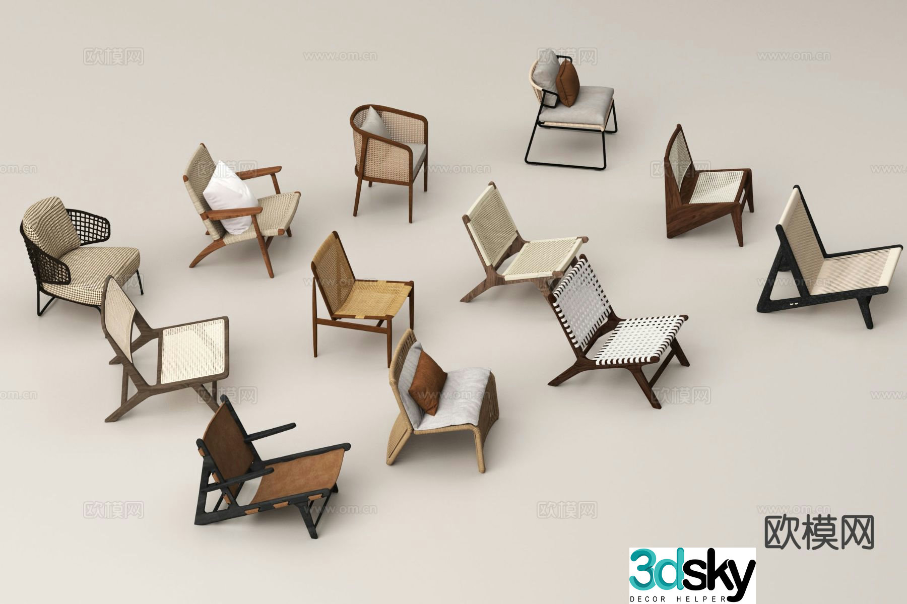 Wabi-sabi chair leisure chair 3d model