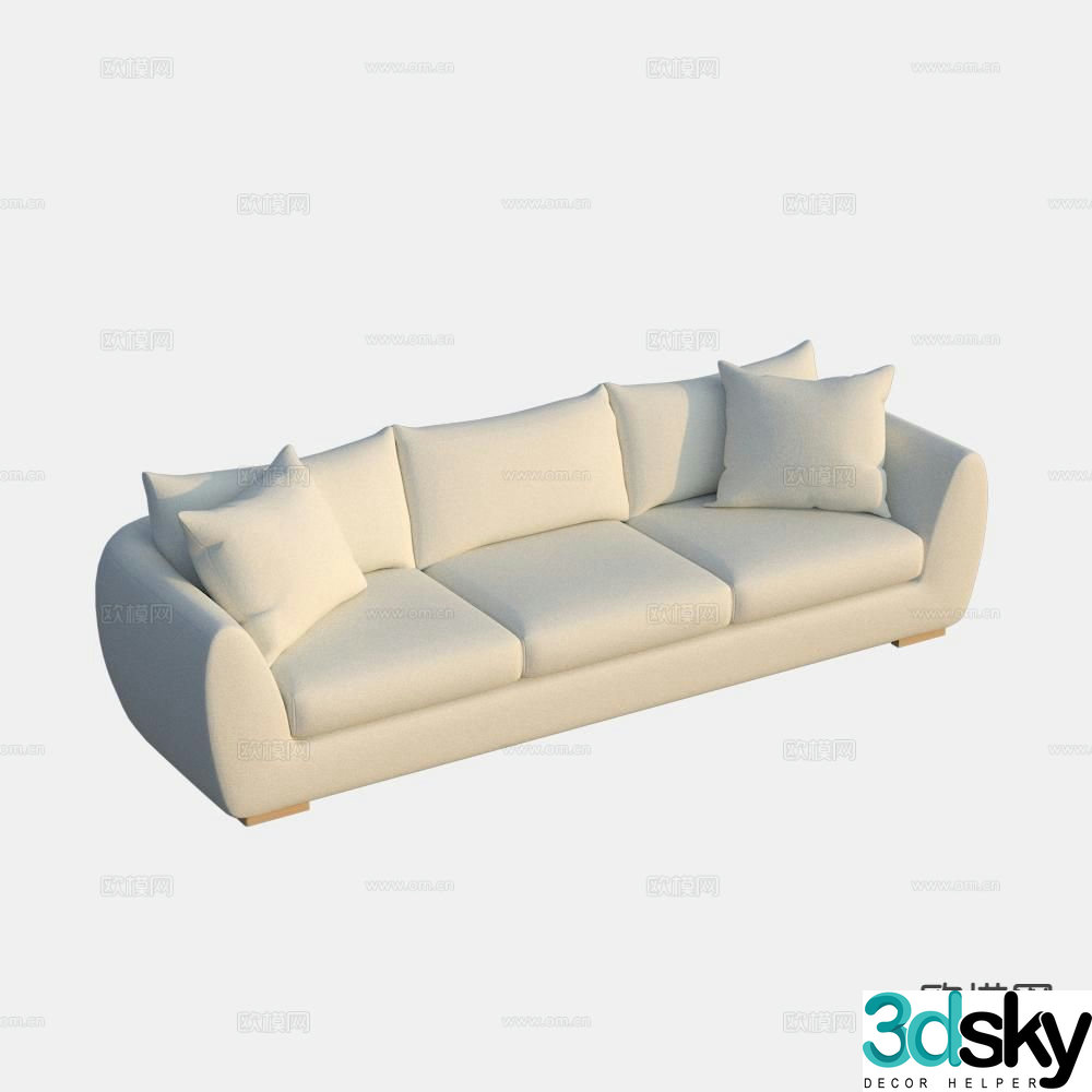 Three seater sofa leather sofa 3d model