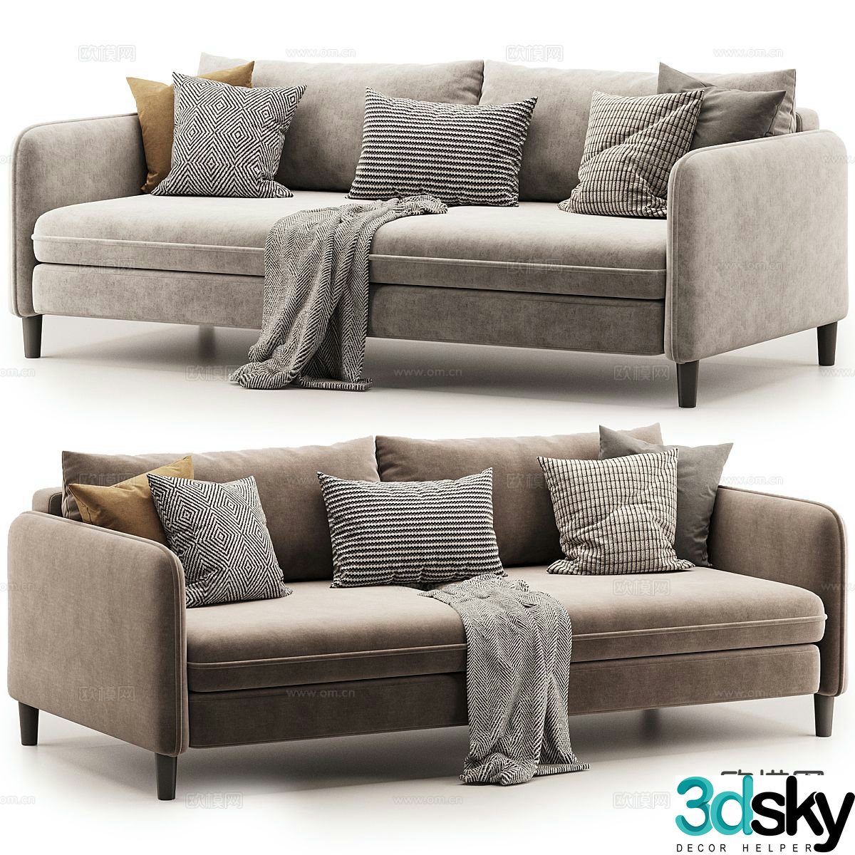 Double sofa upholstered sofa 3d model
