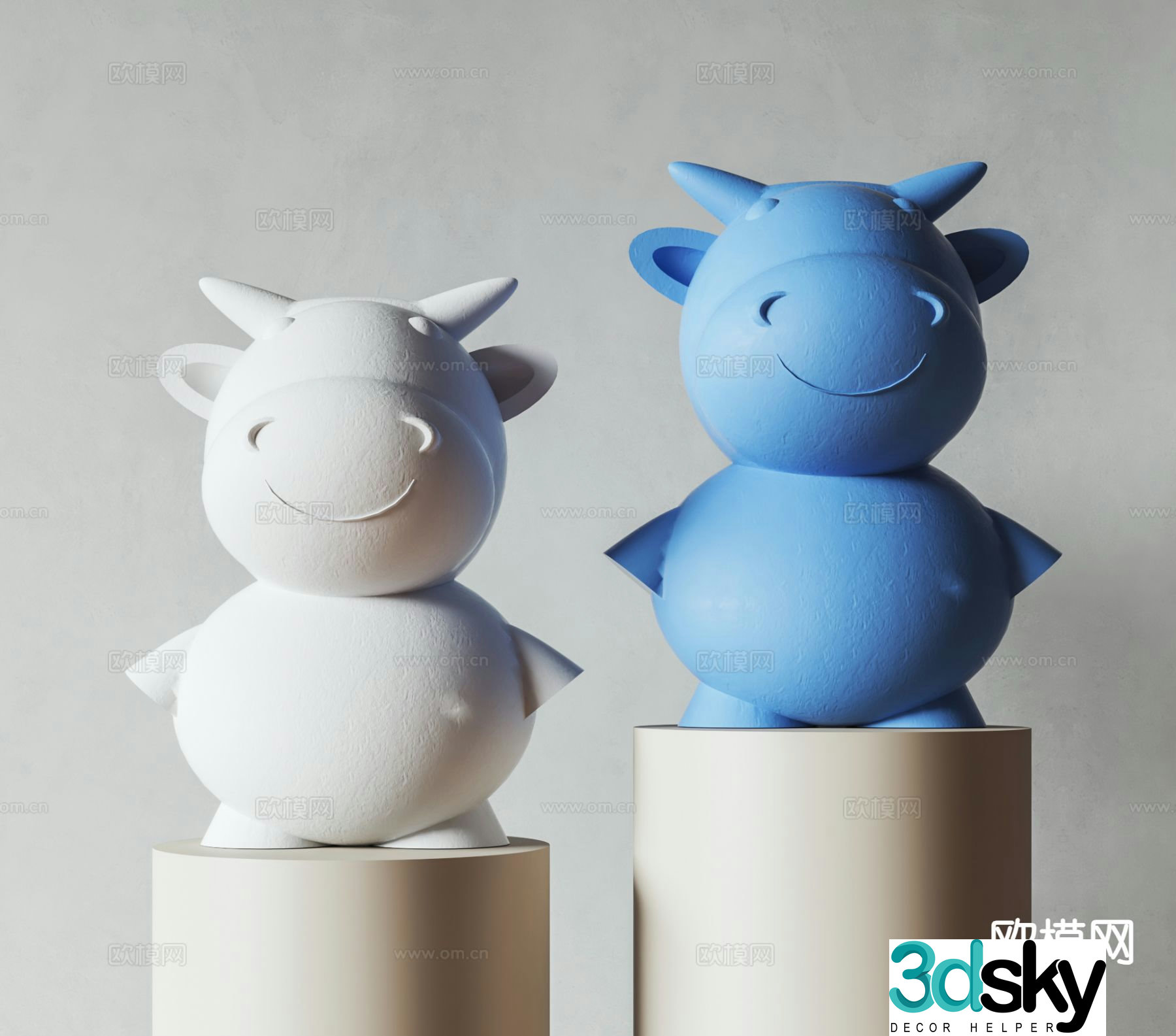 Cow sculpture art ornament 3d model