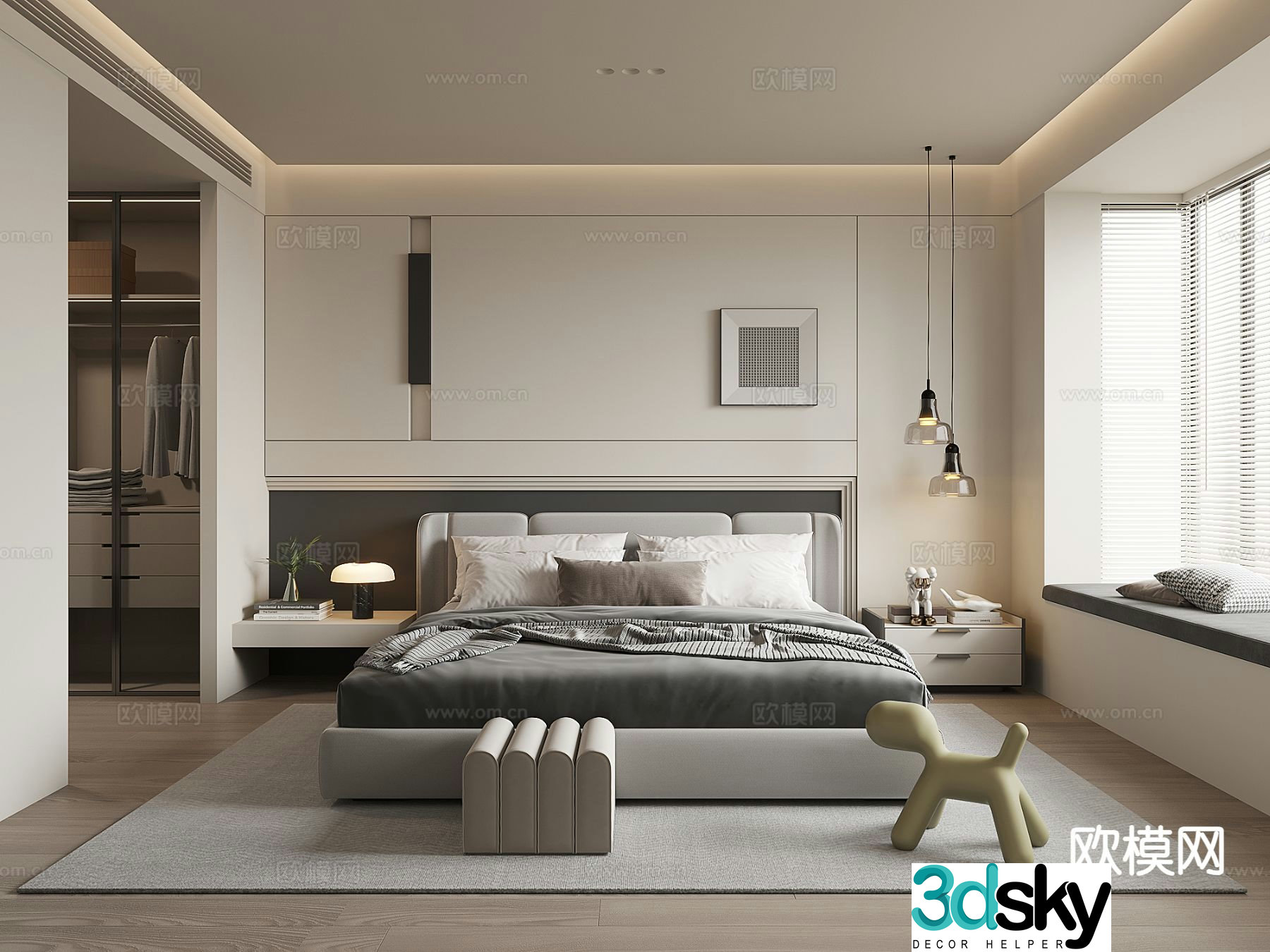 Modern bedroom master bedroom 3d model