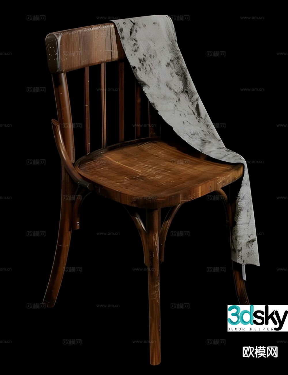 Modern solid wood single chair 3d model