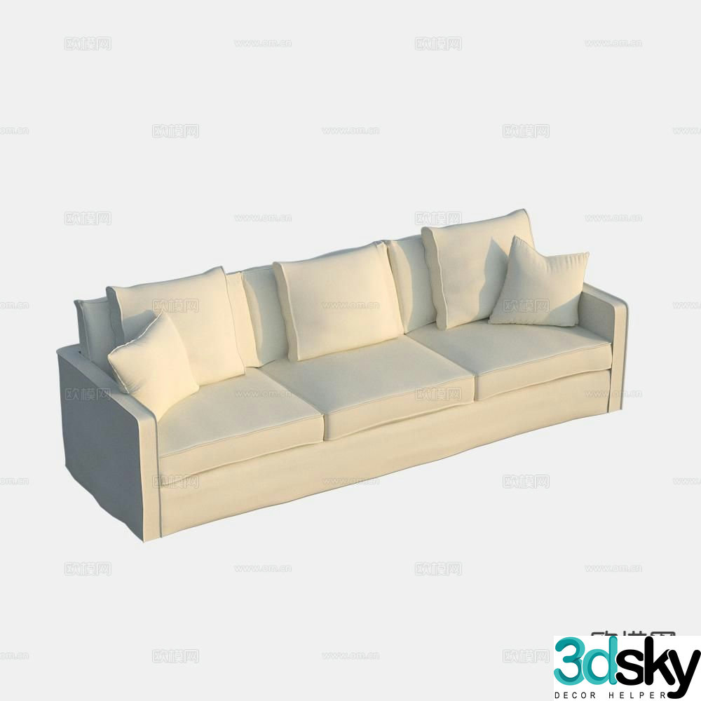 Three seater sofa upholstered sofa 3d model