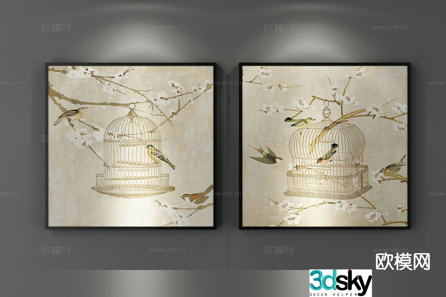 New Chinese style decorative painting art painting 3d model