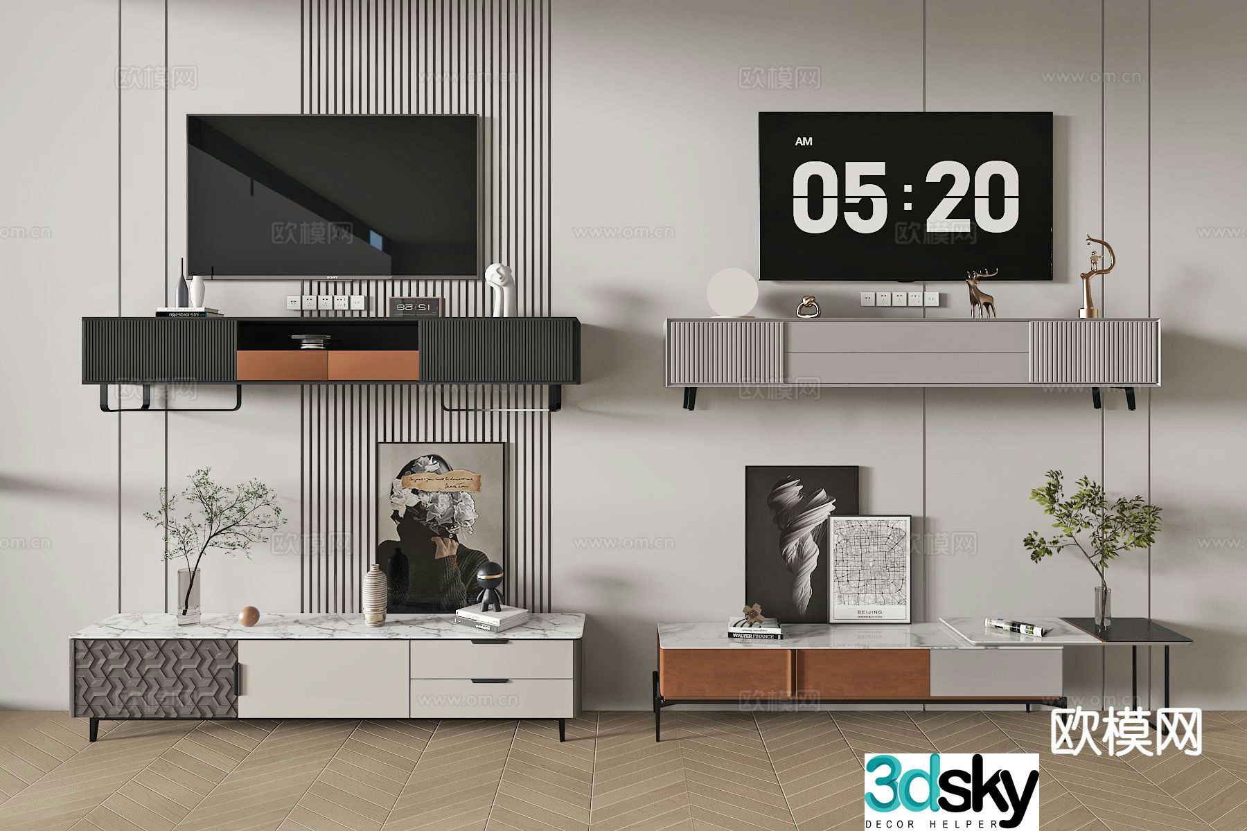 Modern TV cabinet base cabinet side cabinet 3d model