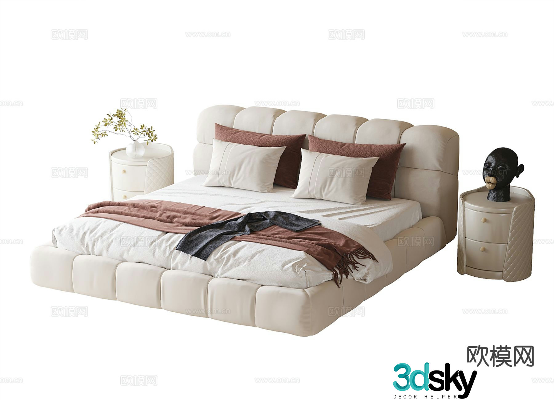 Modern double bed 3d model
