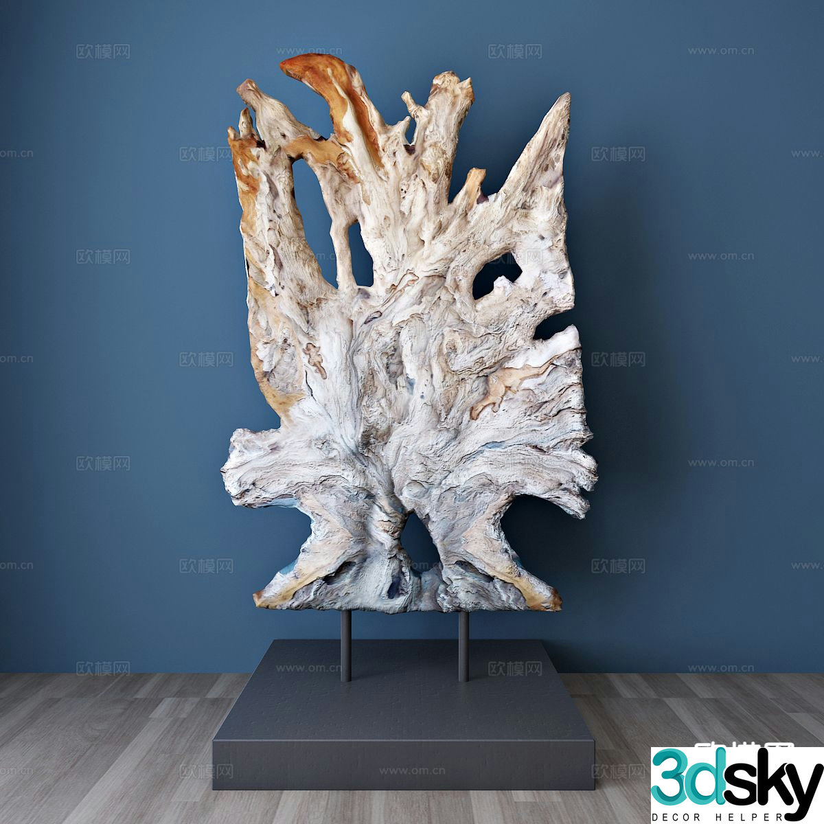Modern wooden ornaments sculpture decoration 3d model