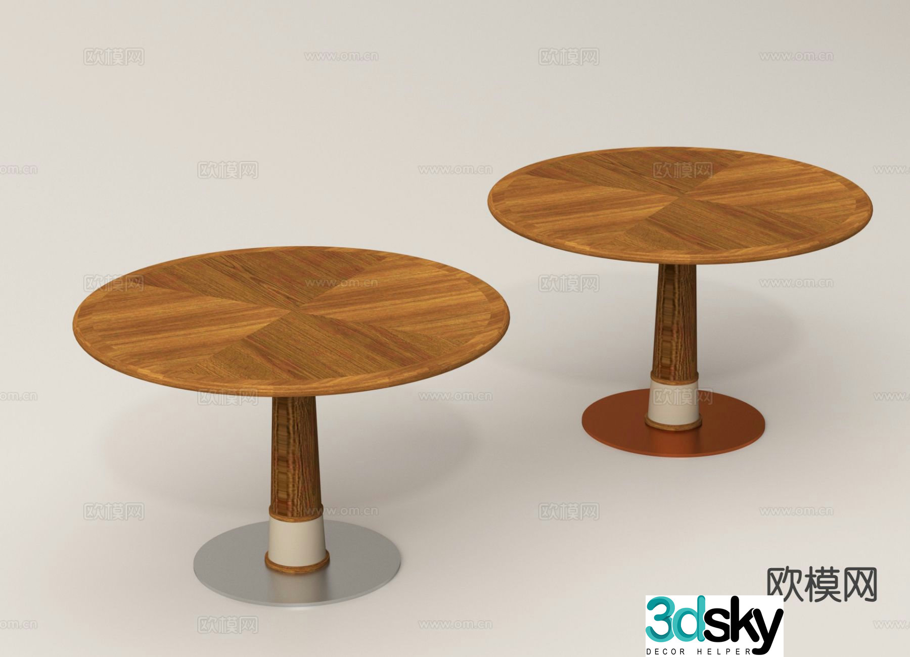 Log style dining table round table 3d model