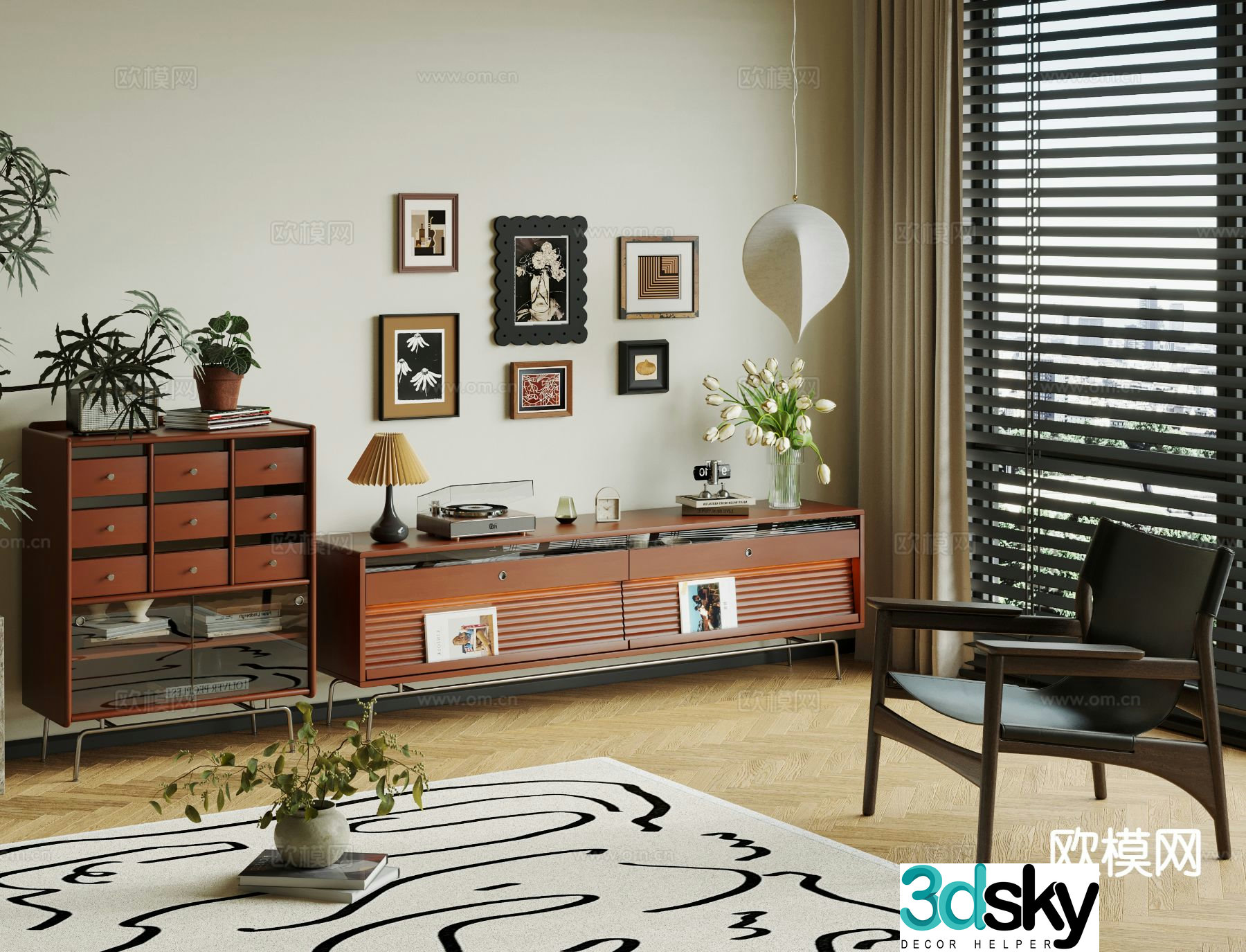 Medieval style TV cabinet 3D model