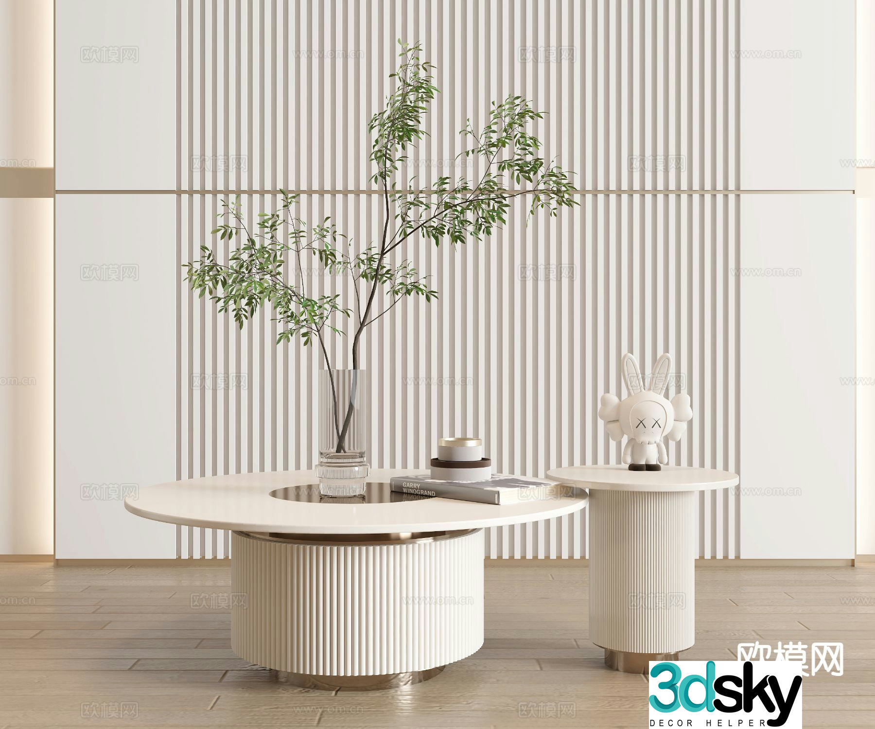 Cream style coffee table 3d model