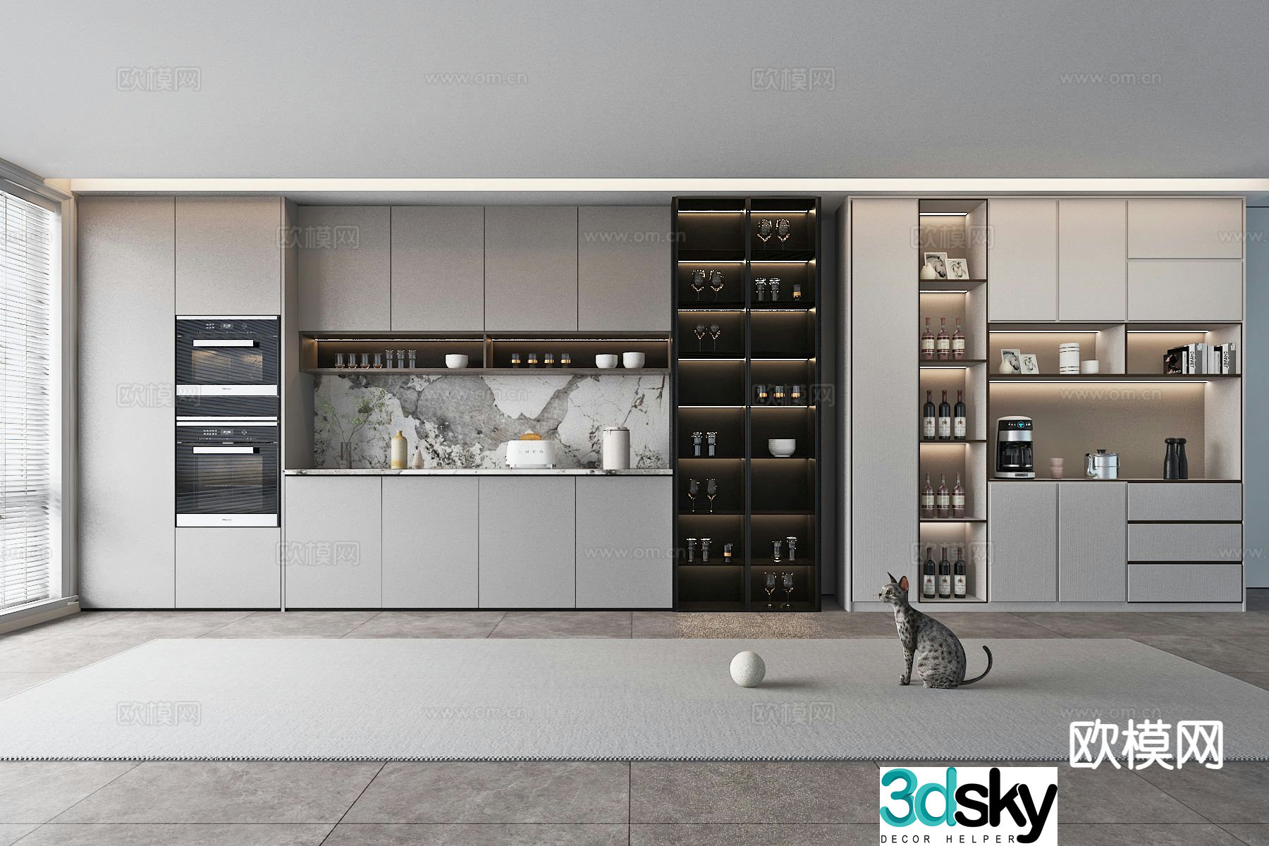 Modern sideboard wine cabinet restaurant cabinet 3d model
