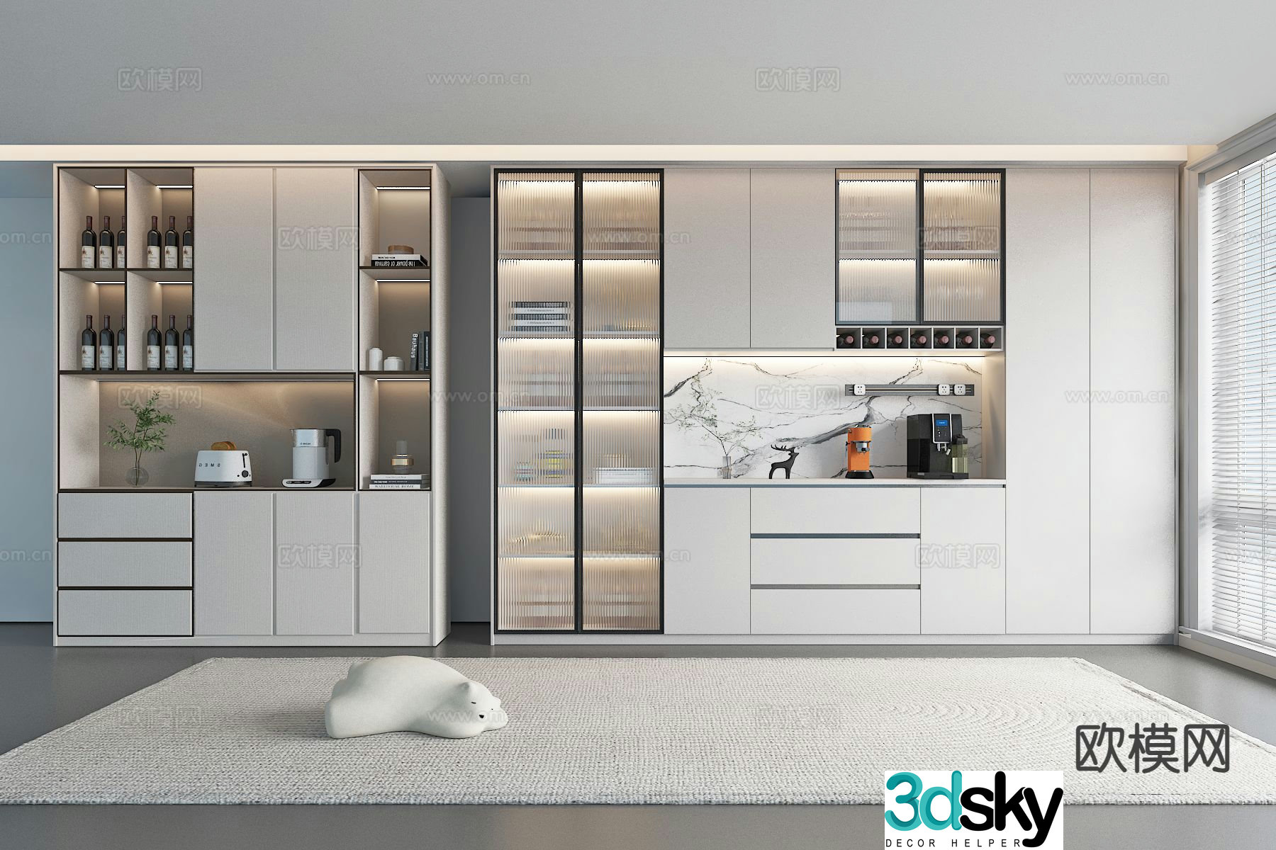 Modern sideboard wine cabinet restaurant cabinet 3d model