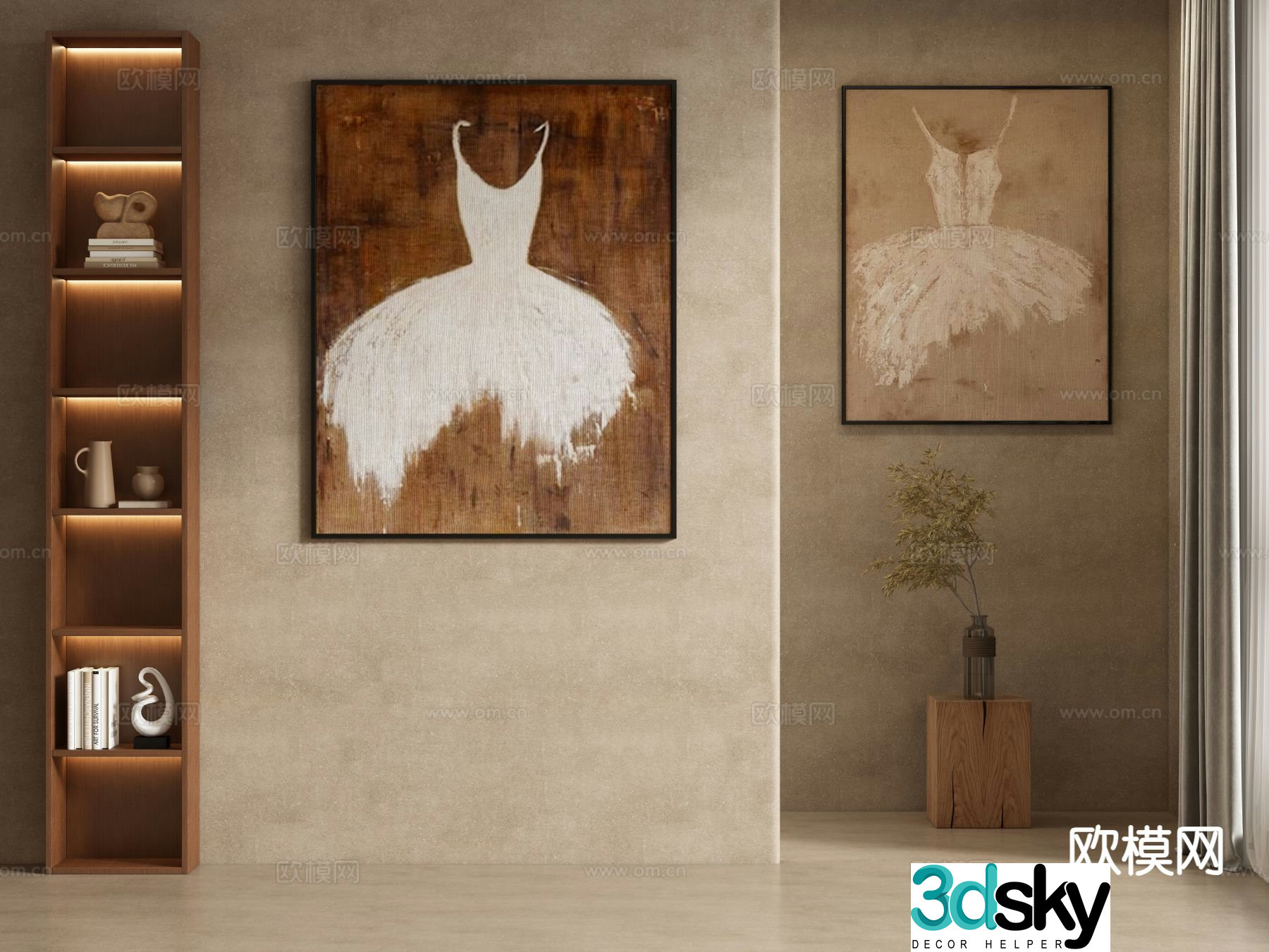 Medieval style decorative painting hanging painting retro painting 3d model