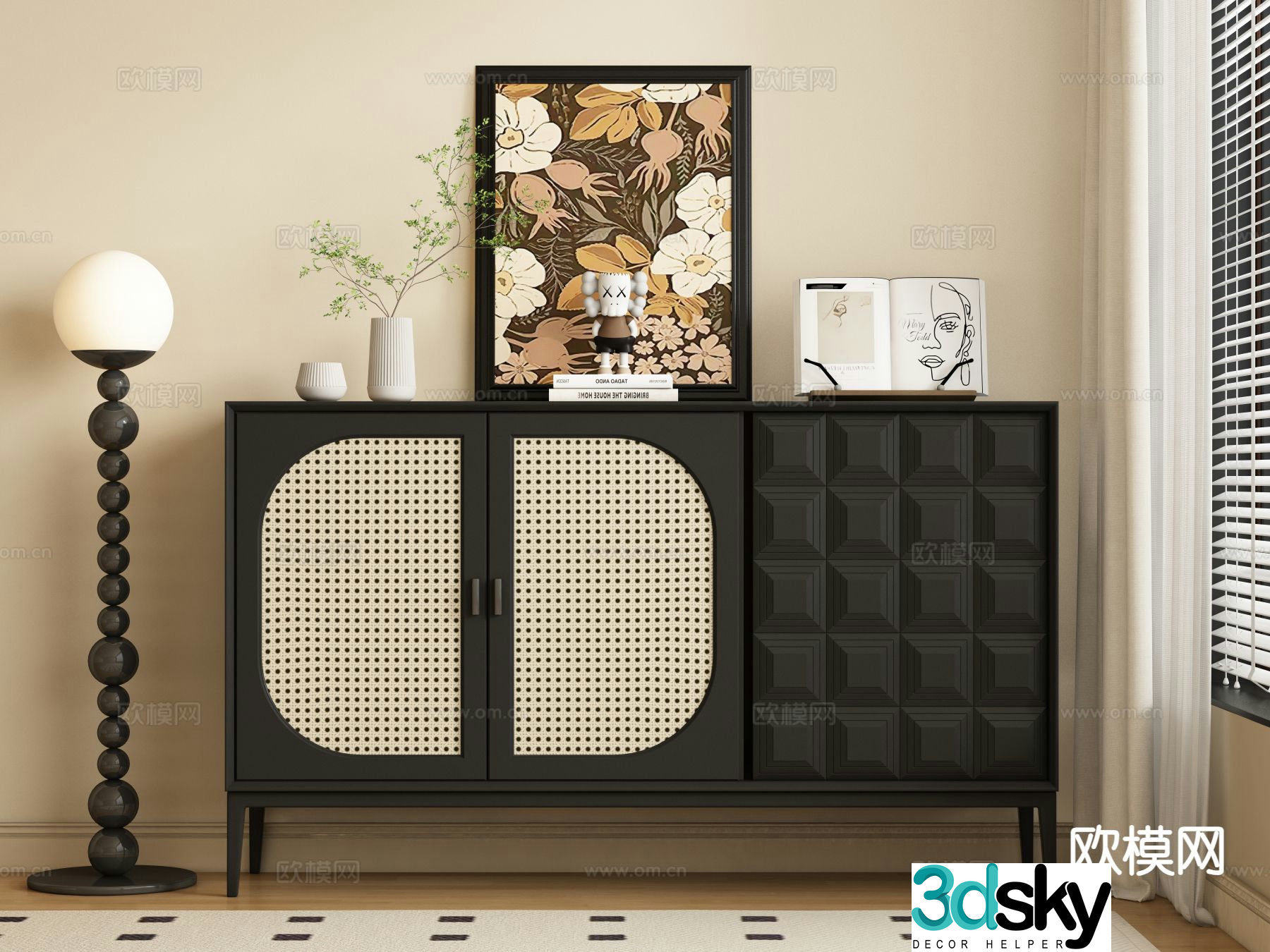 Medieval style side cabinet and entrance cabinet 3D model