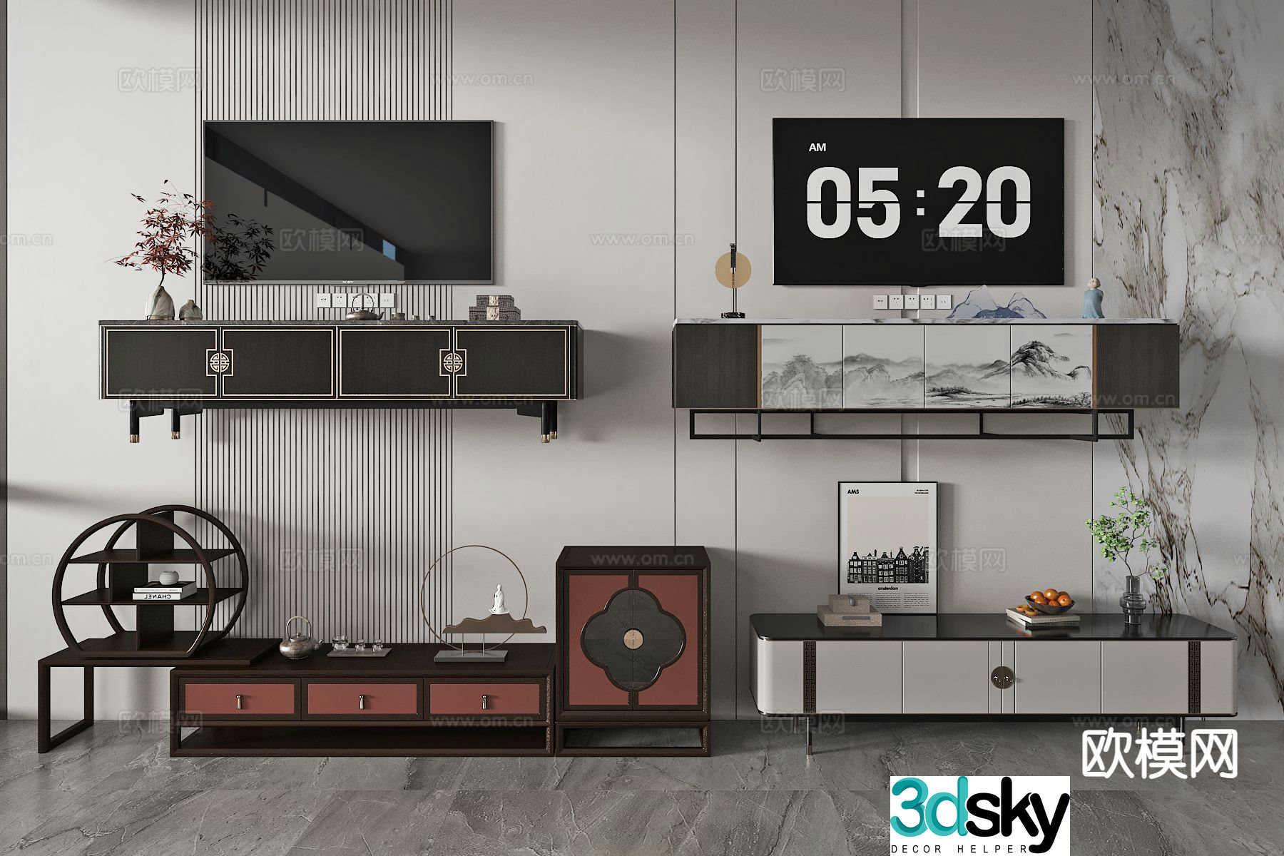 New Chinese style TV cabinet 3d model