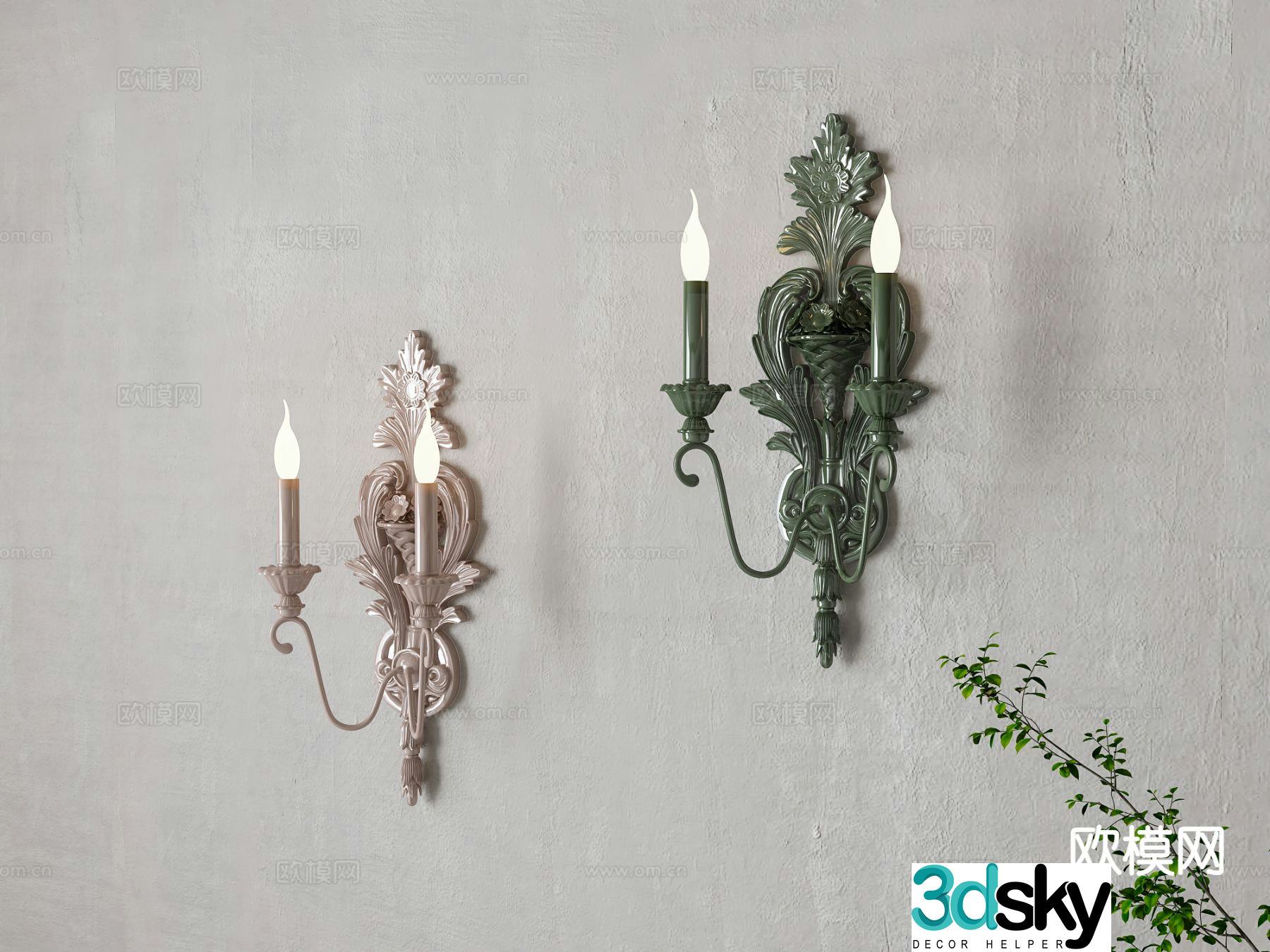 French wall light 3d model