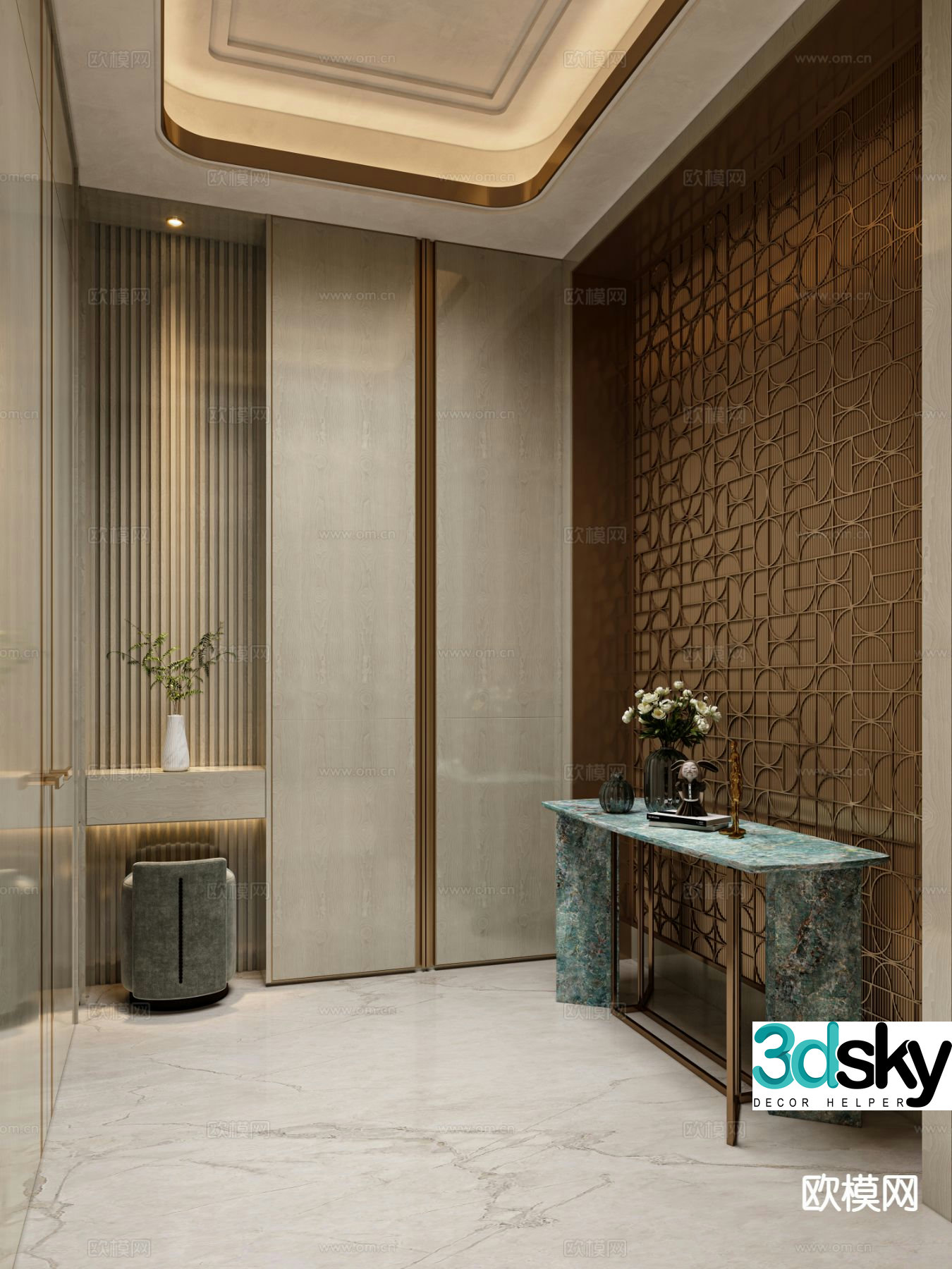 New Chinese style entrance hall 3D model