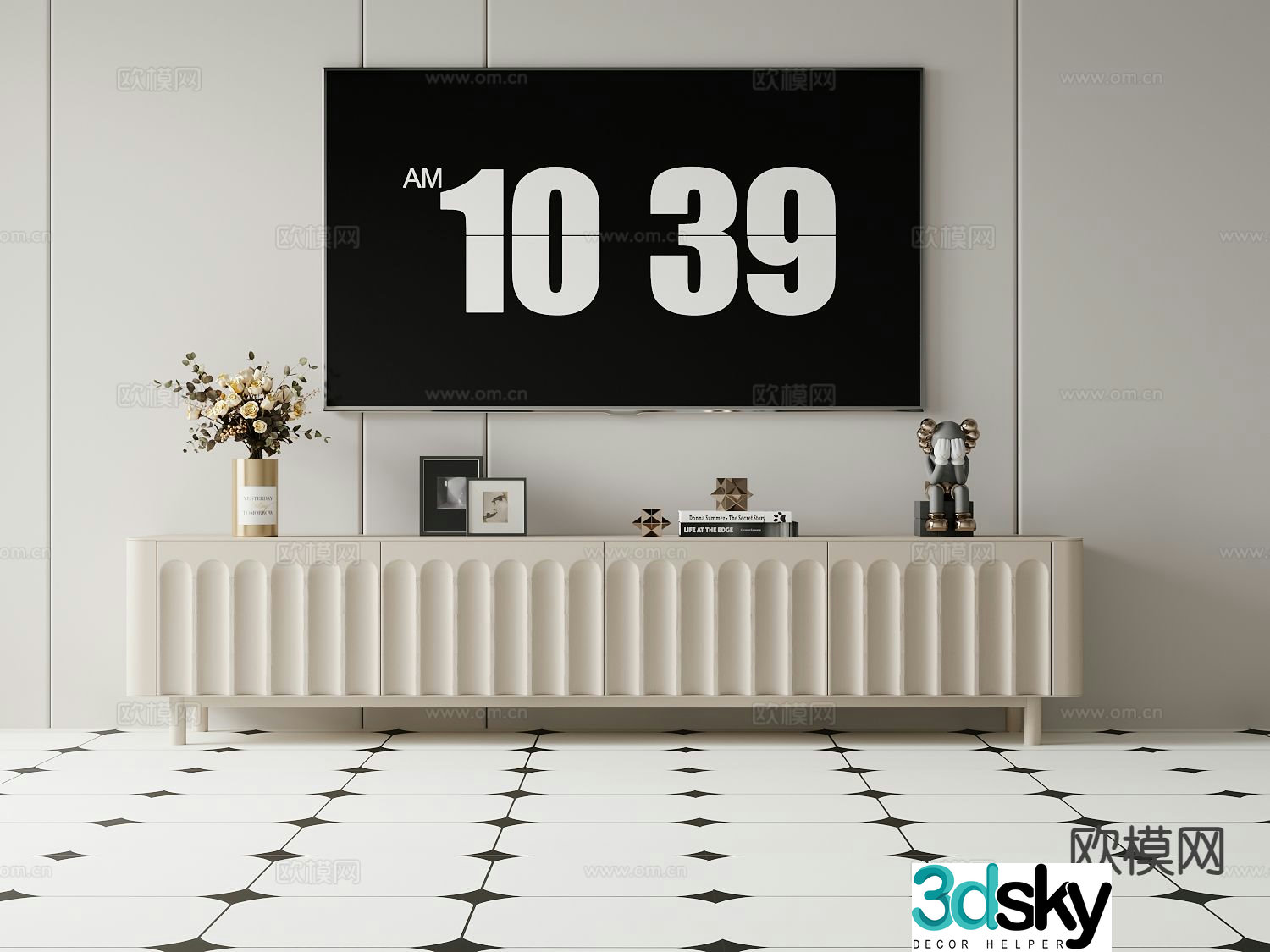 Cream style TV cabinet 3d model