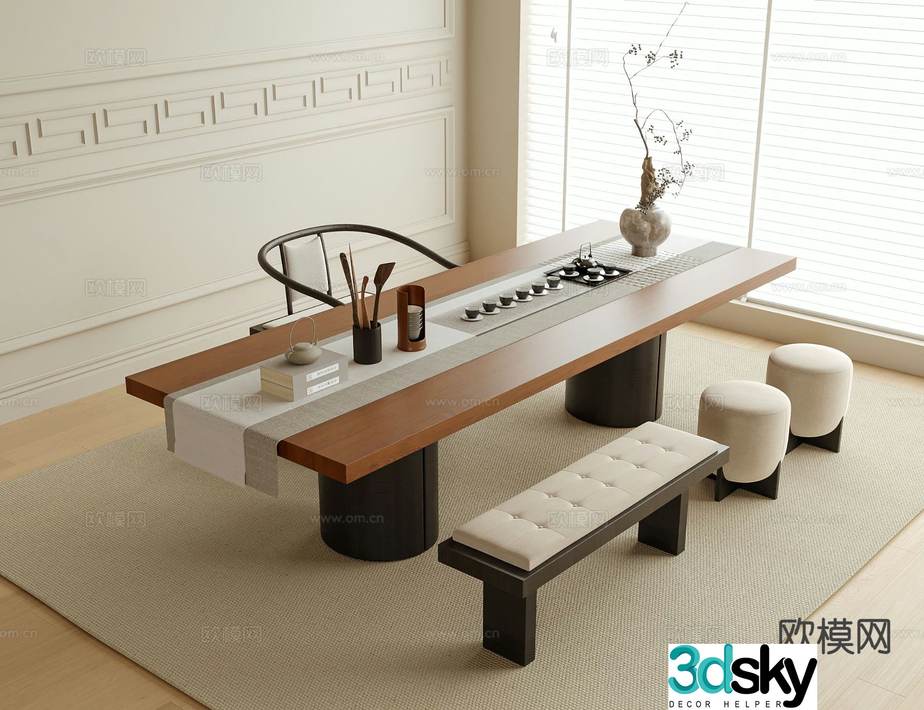 New Chinese style tea table tea table 3d model
