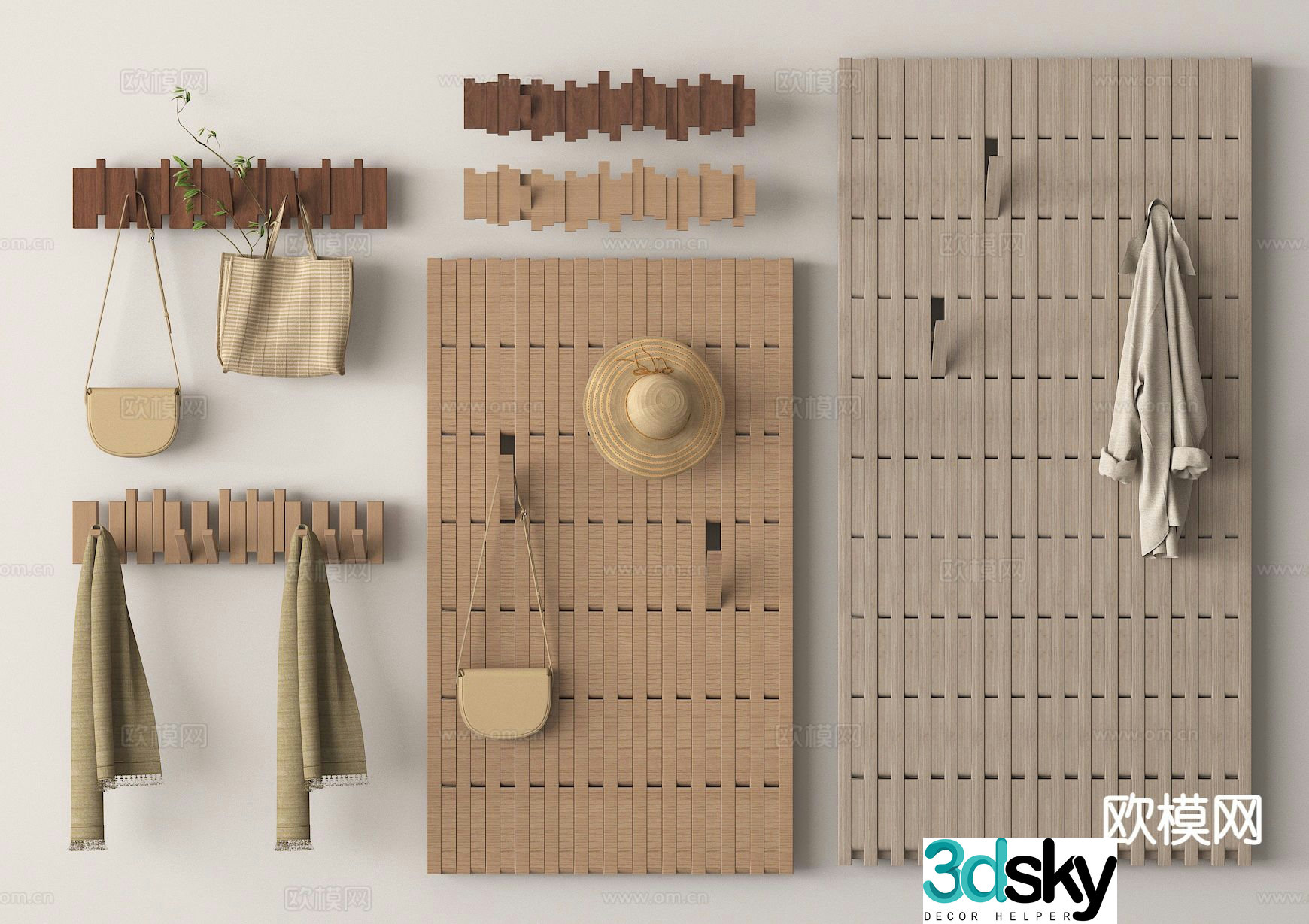Perforated board piano key hanger wall decoration 3D model